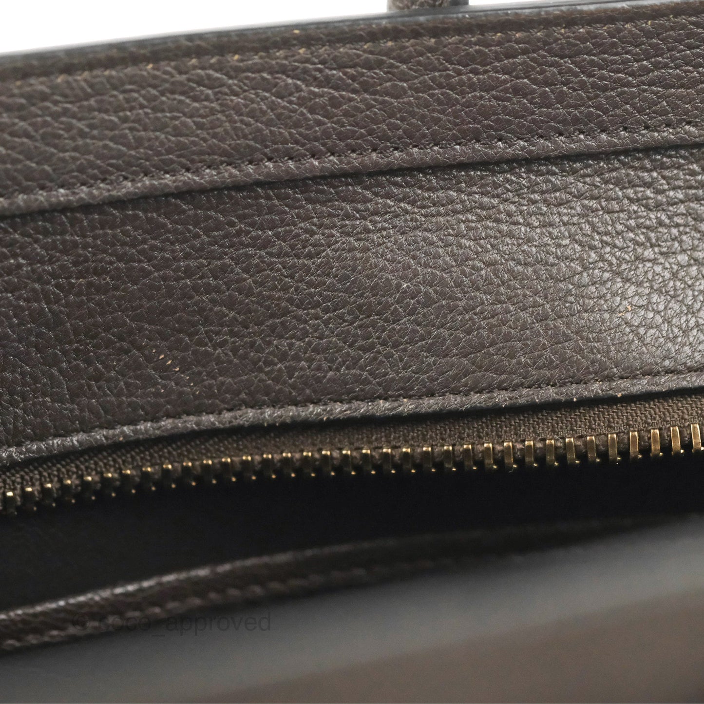 Celine Micro Luggage Handbag Dark Brown Grained Calfskin