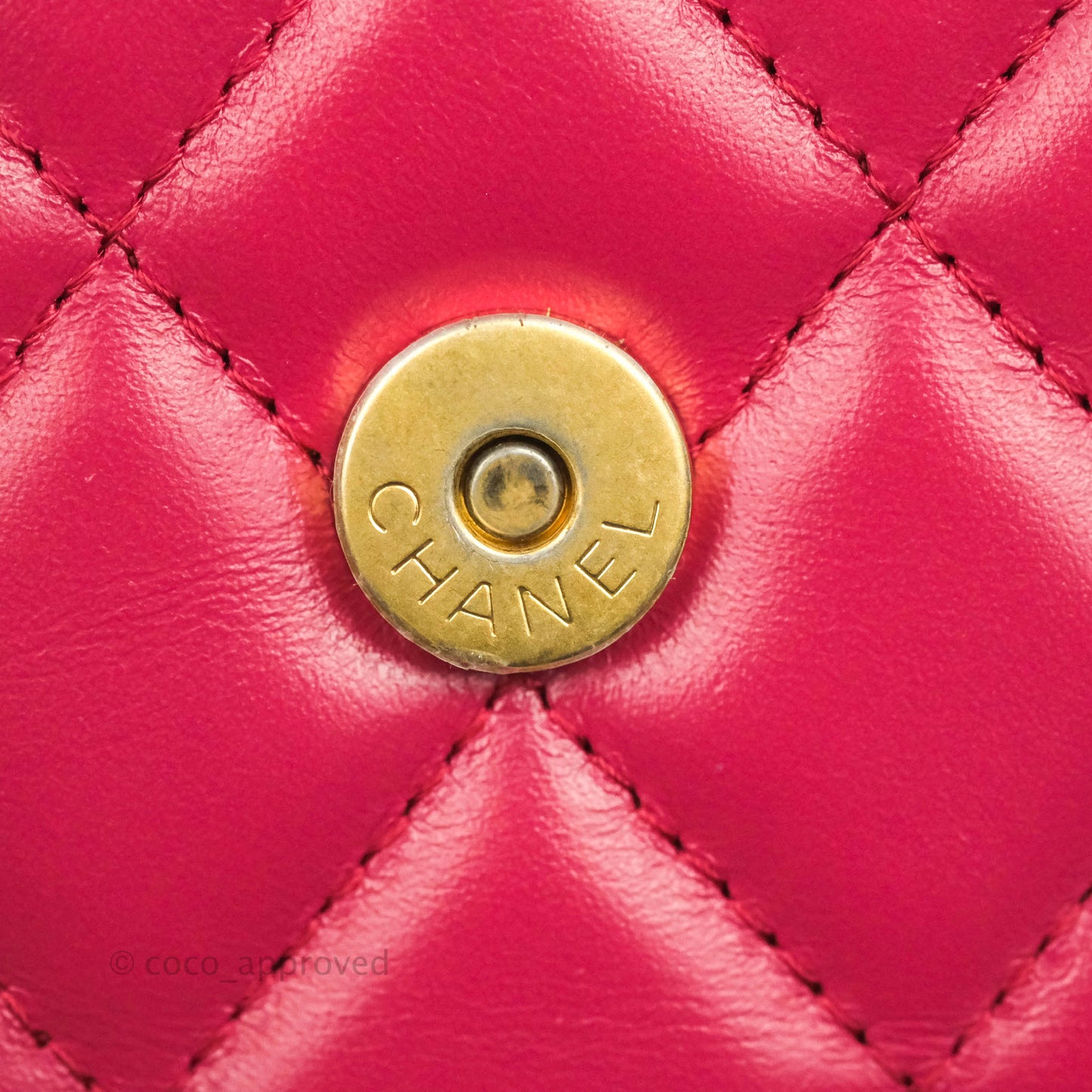 Chanel Quilted Perfect Fit Dark Pink Phone Holder Aged Gold Hardware