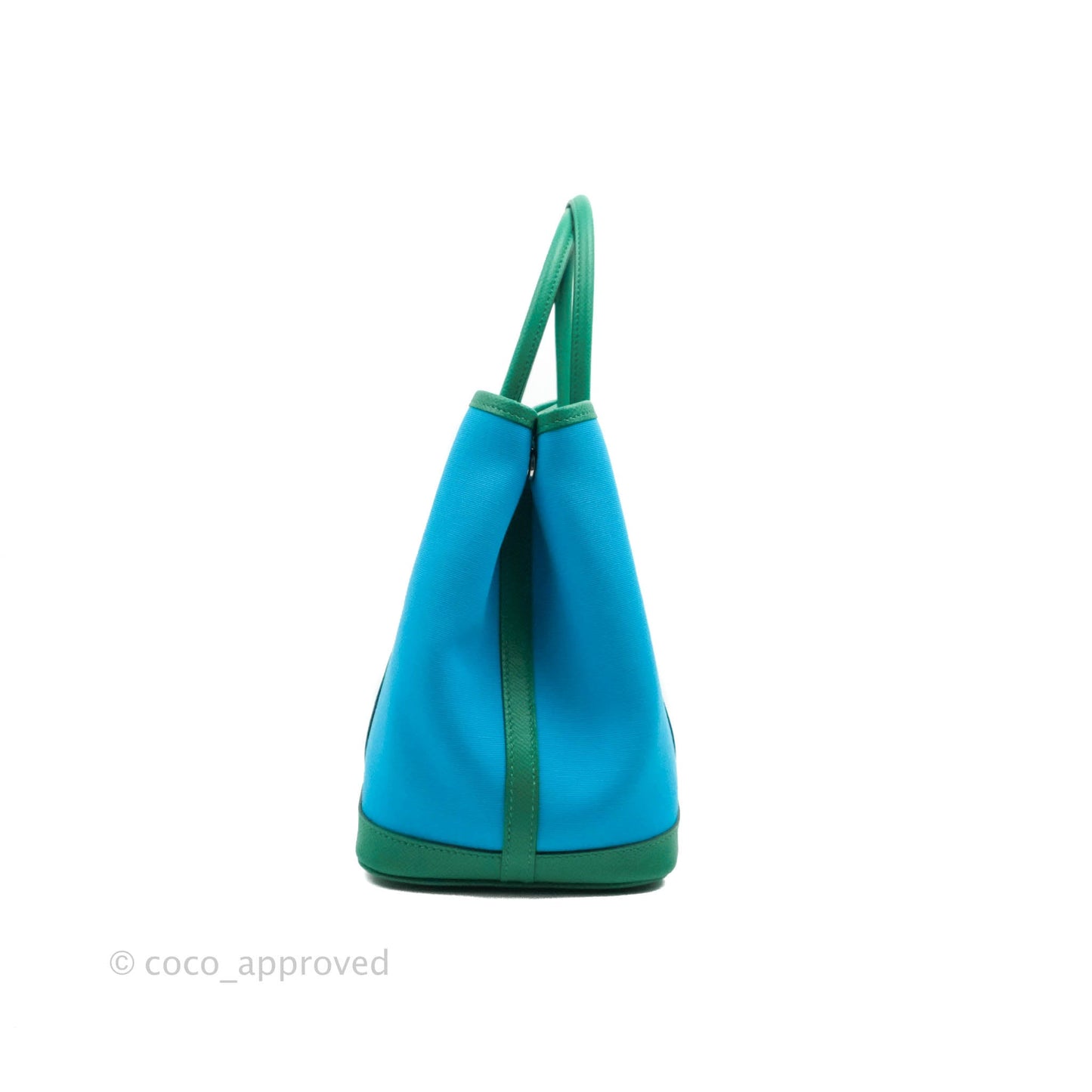 Hermès Garden Party 30 Canvas Bleu Azteque/Menthe/Jade