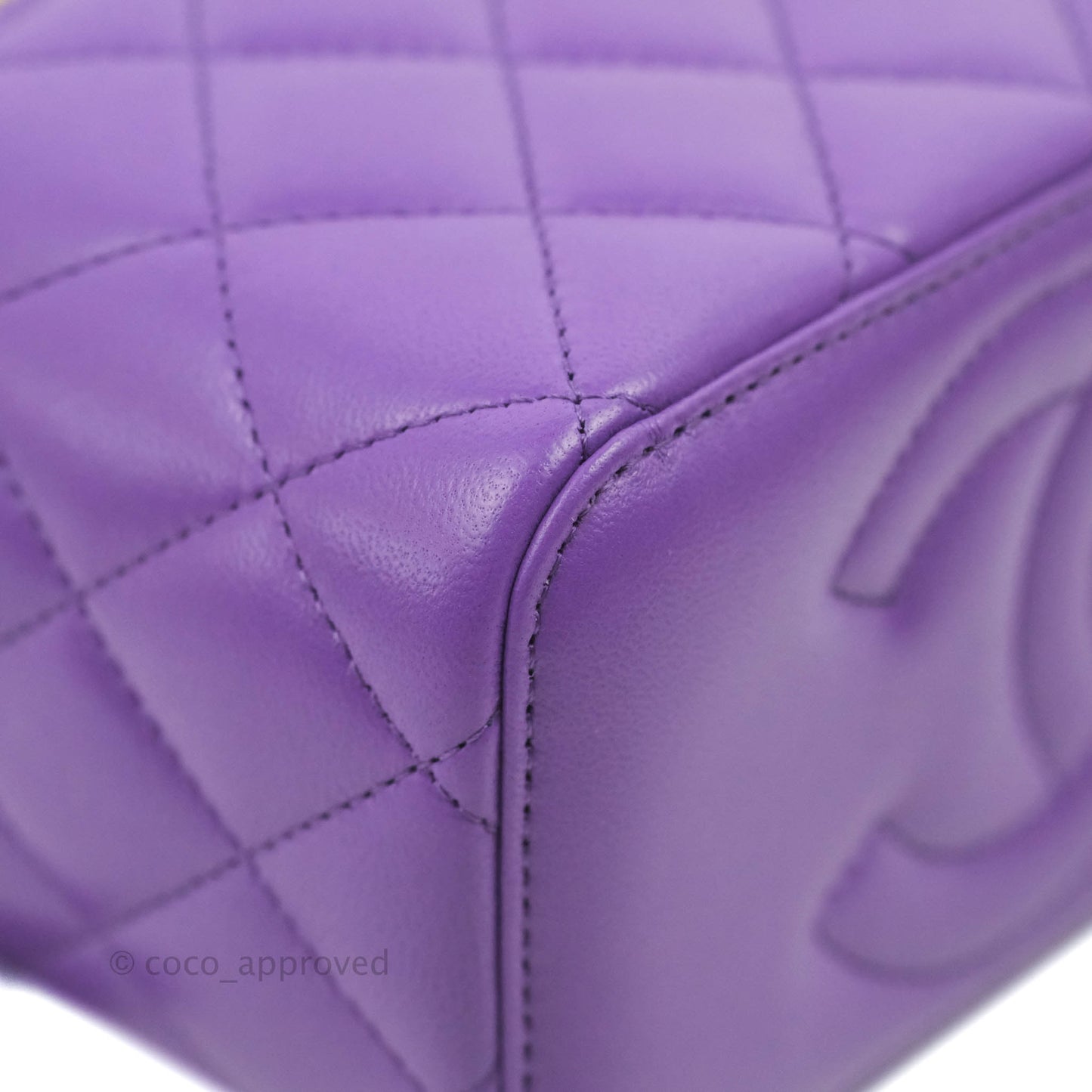 Chanel Vanity Rectangular Top Handle Purple Lambskin Gold Hardware