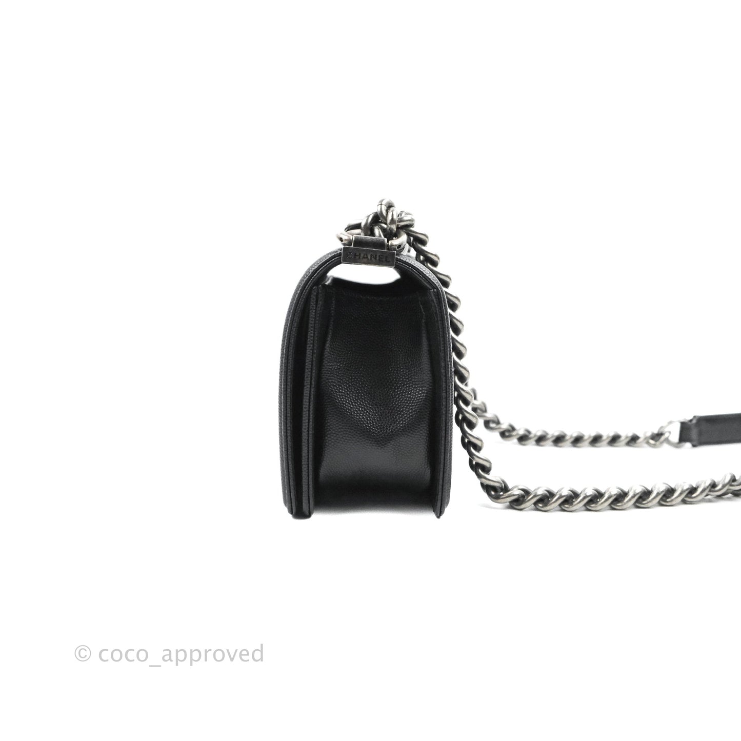 Chanel Small Boy Quilted Black Caviar Ruthenium Hardware