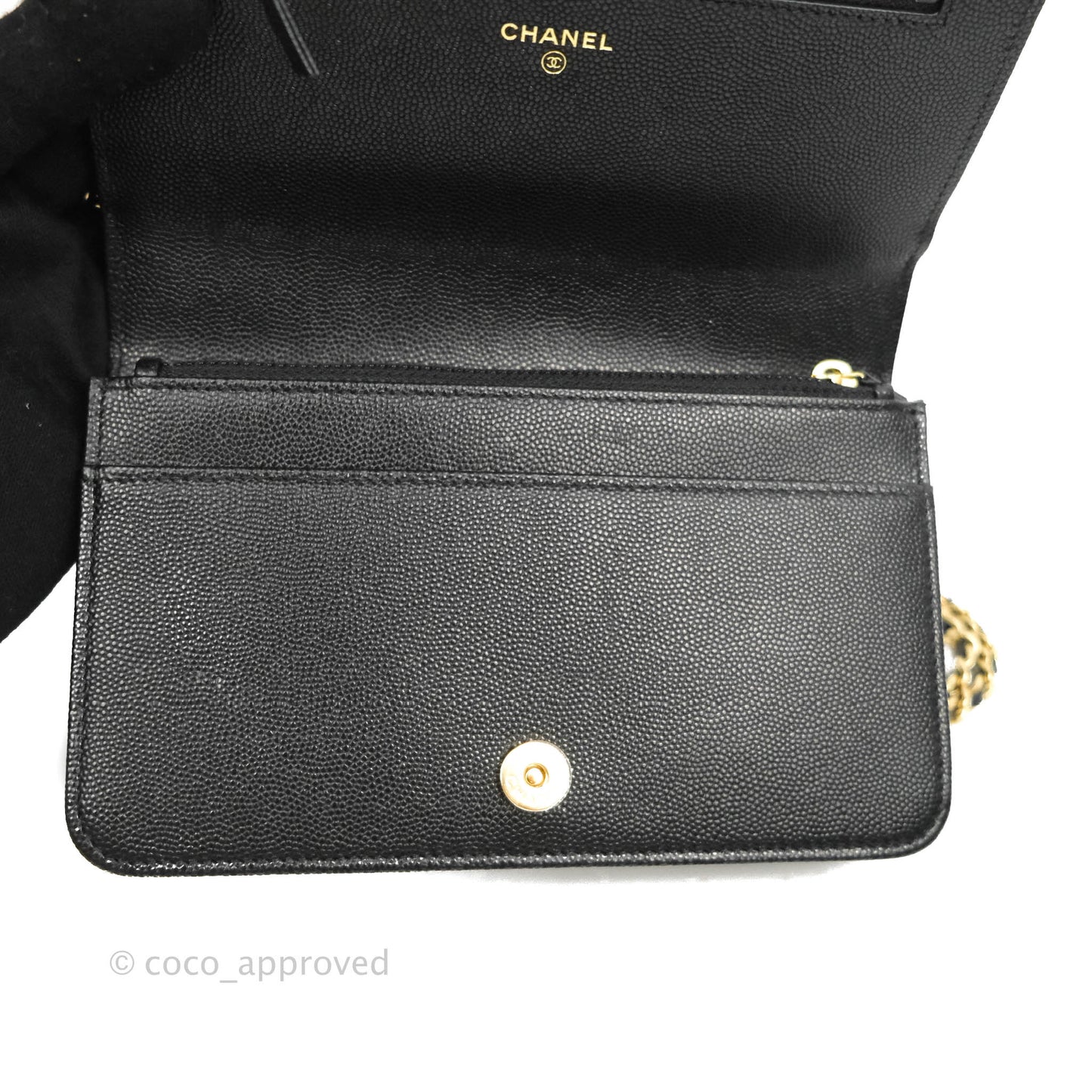 Chanel Quilted WOC Black Caviar Gold Hardware 22A