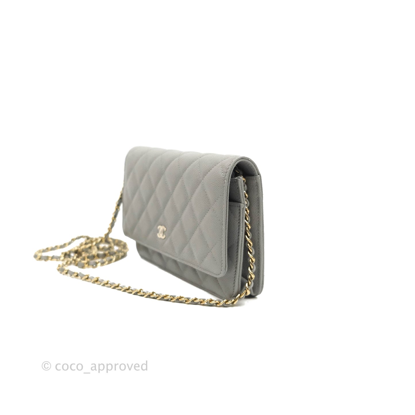 Chanel Wallet On Chain WOC Caviar Grey Gold Hardware