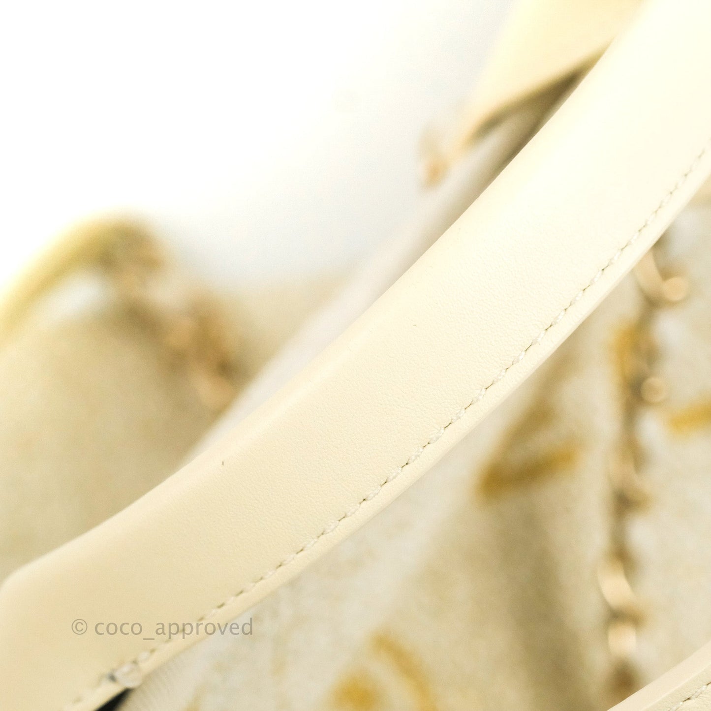 Chanel Large Deauville Ivory/Gold Canvas Gold Hardware