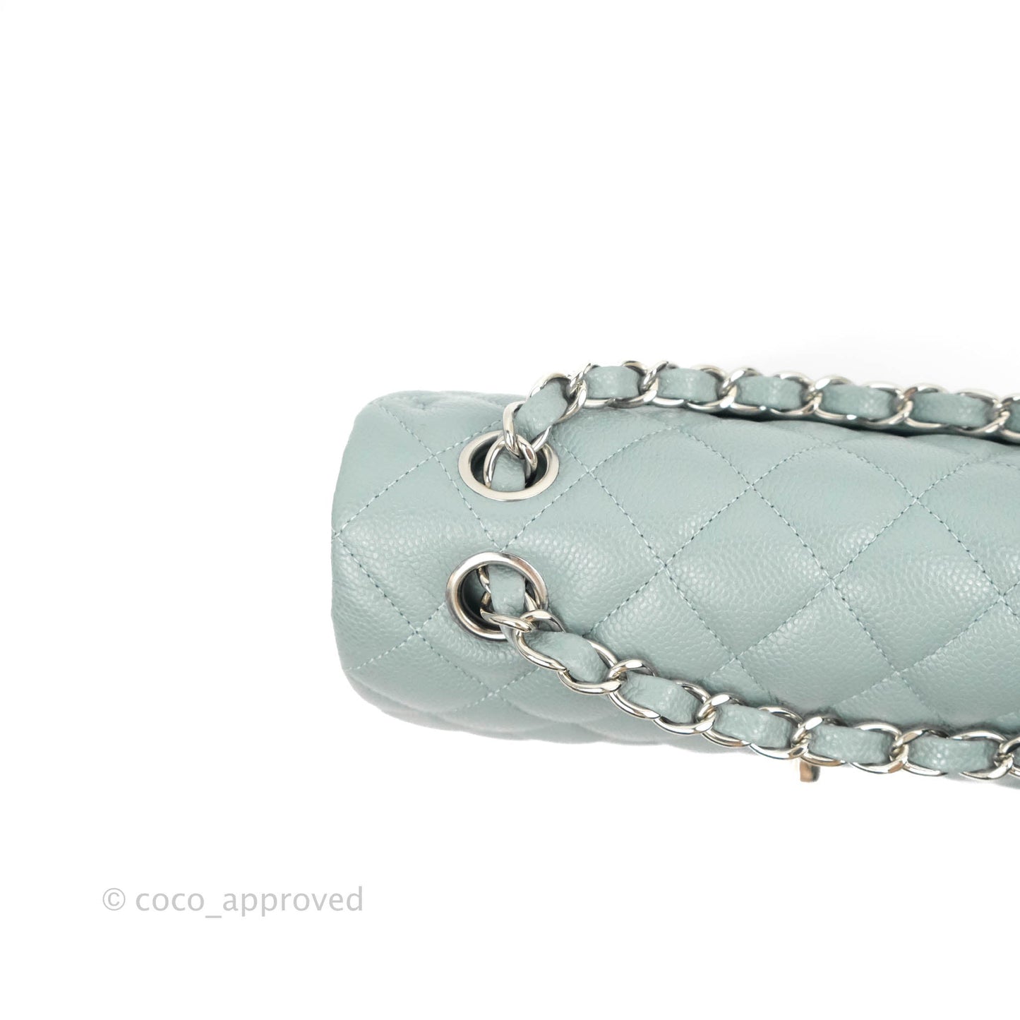 Chanel Small Classic Quilted Flap Light Blue Caviar Silver Hardware 20B
