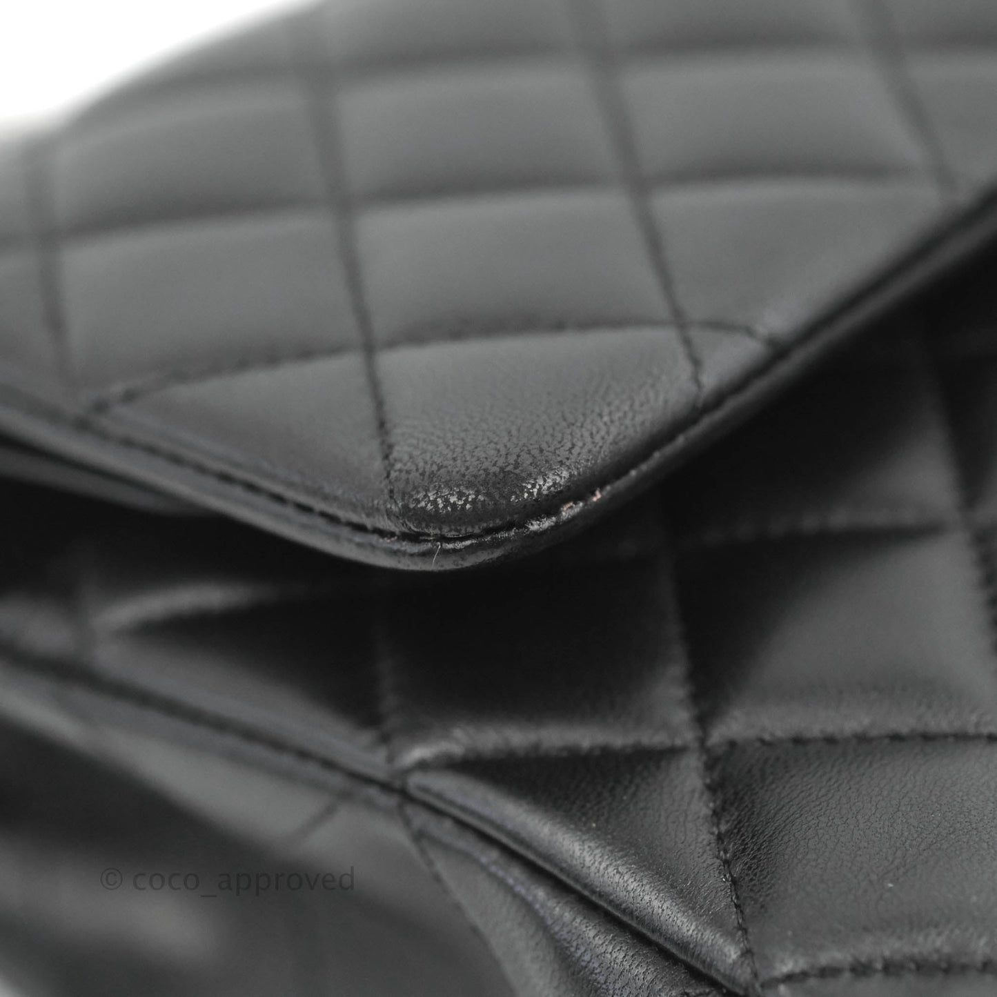 Chanel Classic M/L Medium Flap Quilted Black Lambskin Silver Hardware
