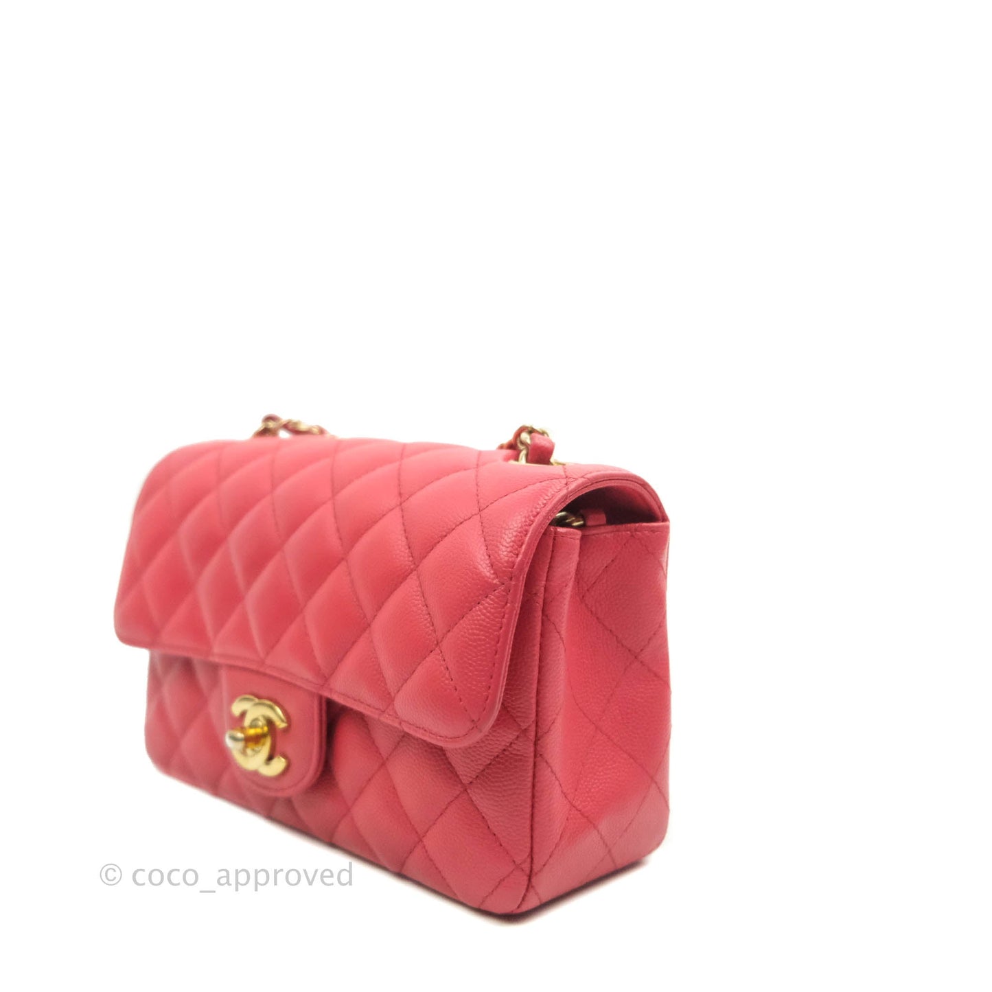 Chanel Quilted Mini Rectangular Flap Pink Caviar Gold Hardware 17C