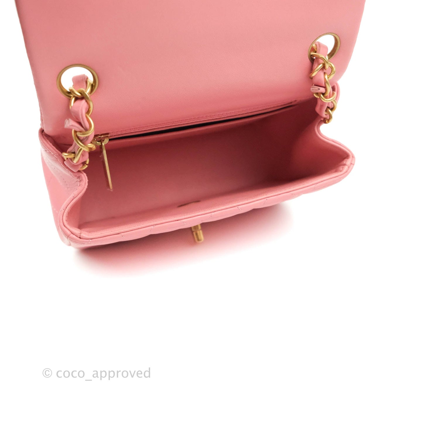 Chanel Mini Square Pink Lambskin Aged Gold Hardware