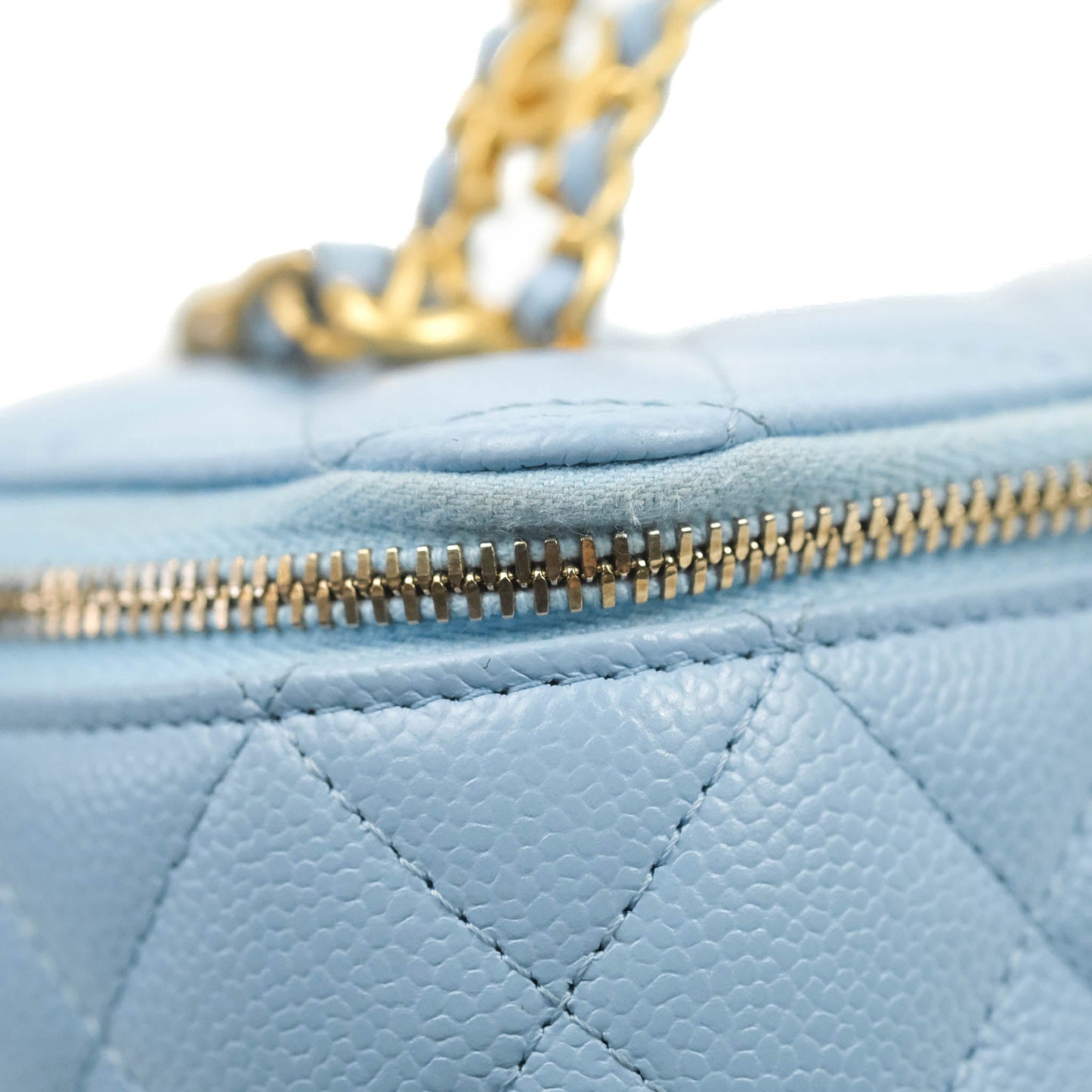 Chanel Vanity Rectangular with Top Handle Pick Me Up Blue Caviar Aged Gold Hardware 22S