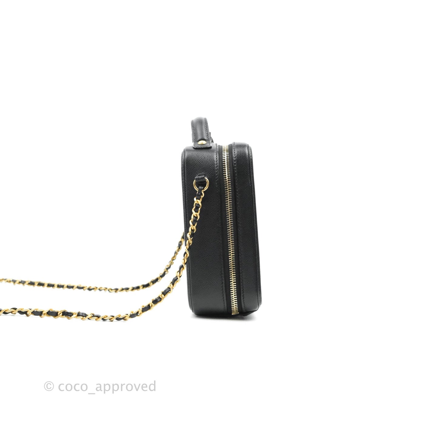Chanel Quilted CC North South Filigree Vanity Case Black Caviar Gold Hardware