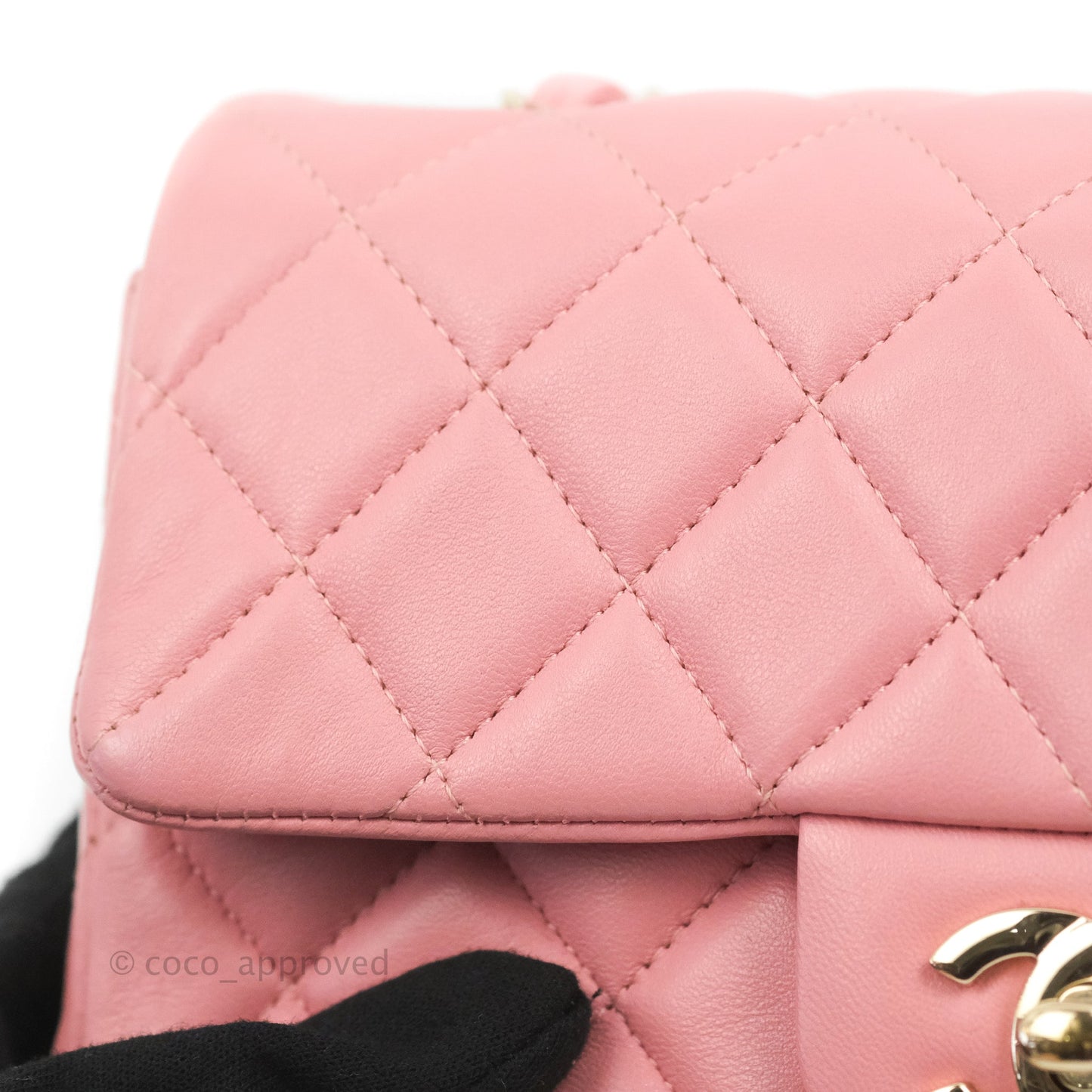 Chanel Quilted Mini Rectangular Flap Pink Lambskin Gold Hardware