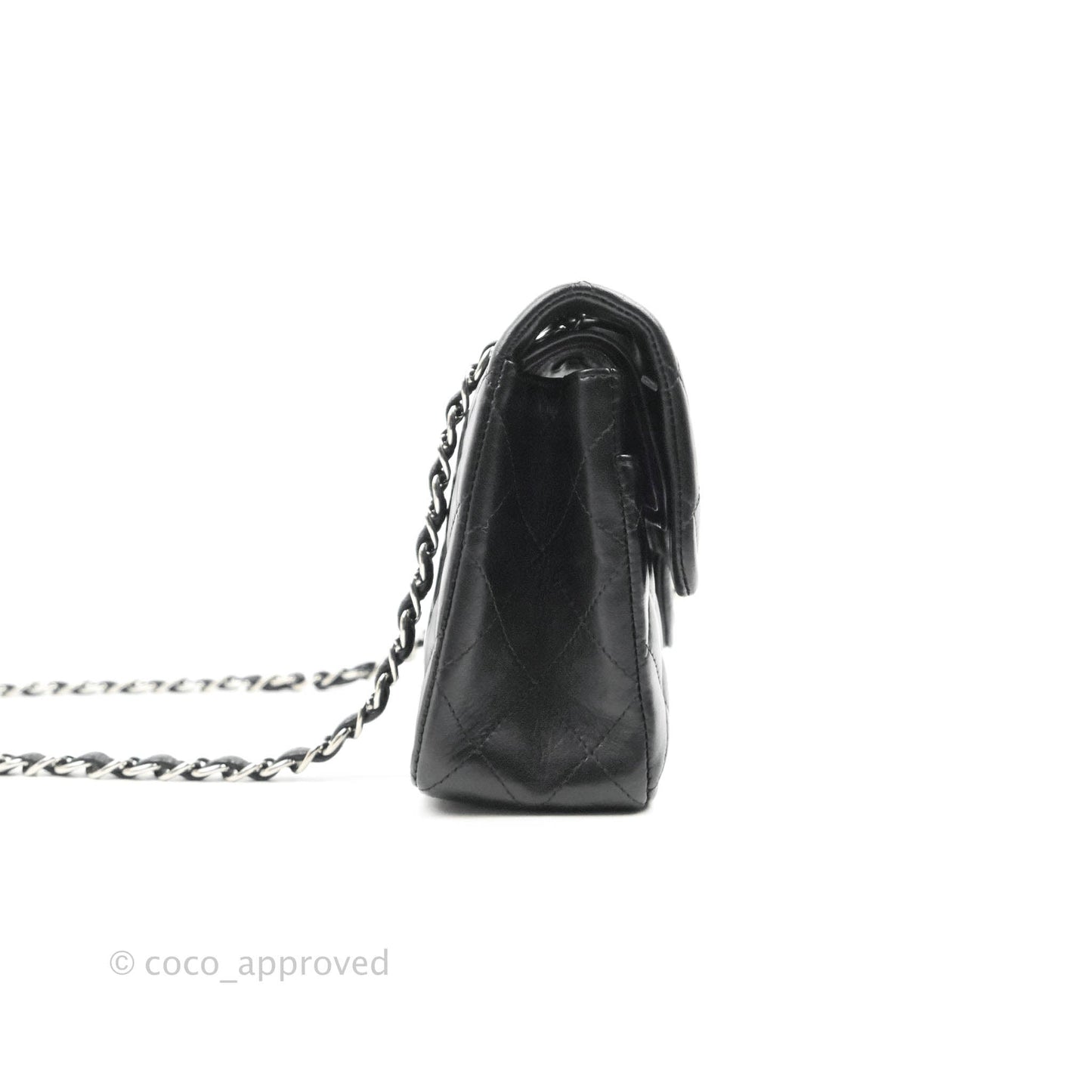 Chanel Small Classic Quilted Flap Black Lambskin Silver Hardware