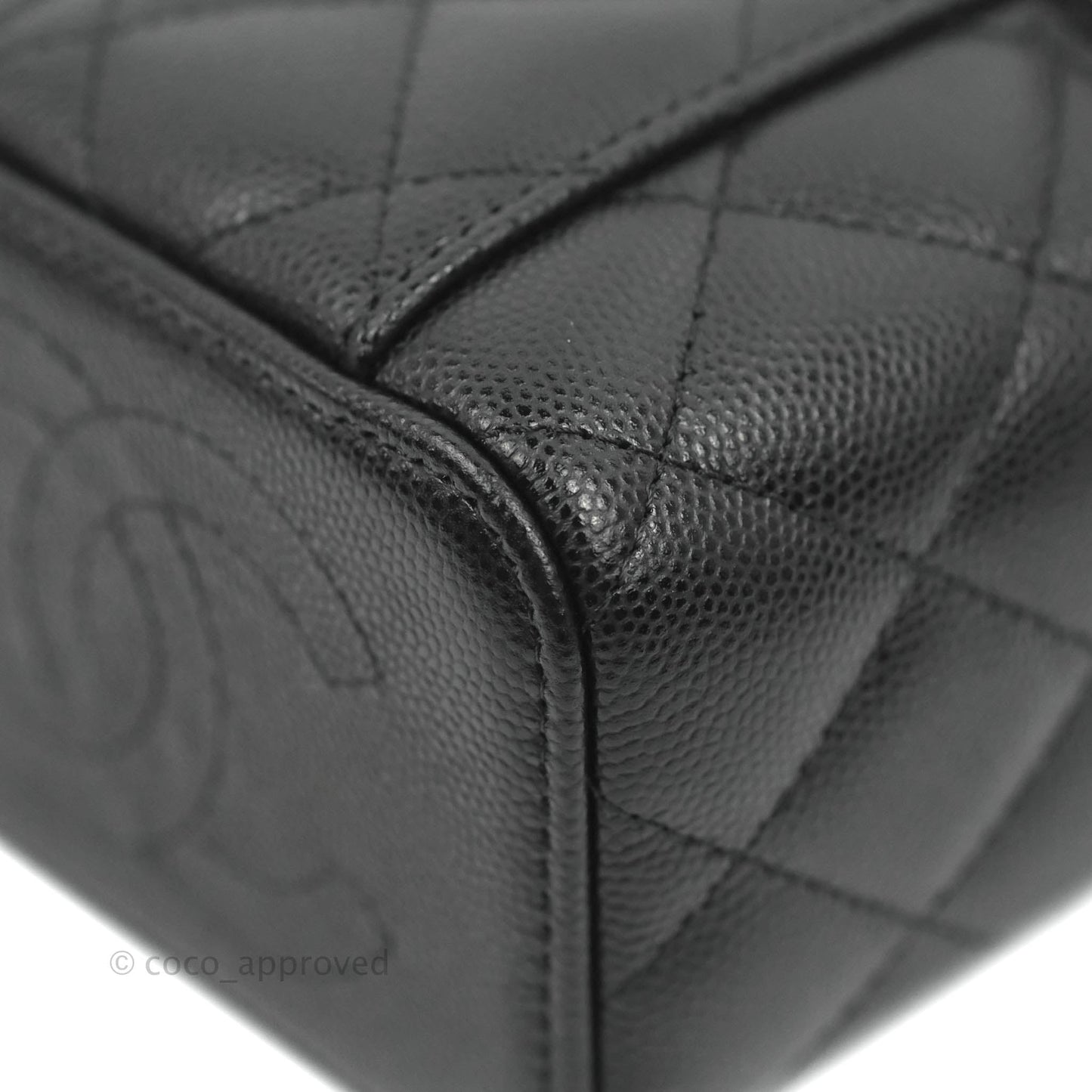 Chanel Mini Vanity With Coco Chain Black Caviar Silver Hardware