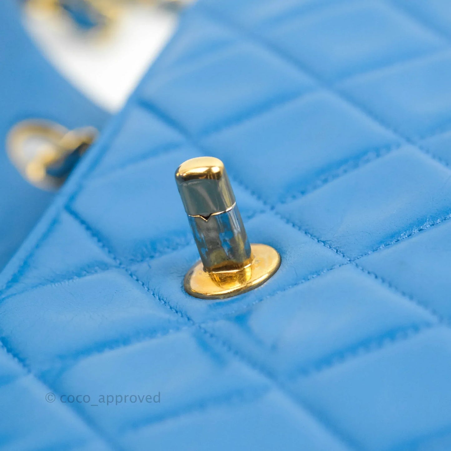 Chanel Vintage Trapezoid Flap Bag Blue Lambskin 24K Gold Hardware