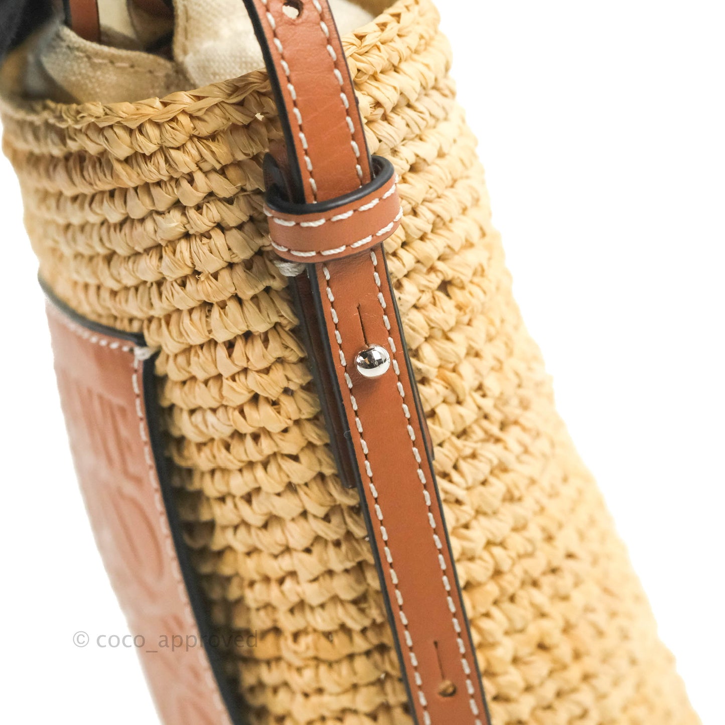Loewe Cylinder Pocket In Raffia and Calfskin Natural/Tan