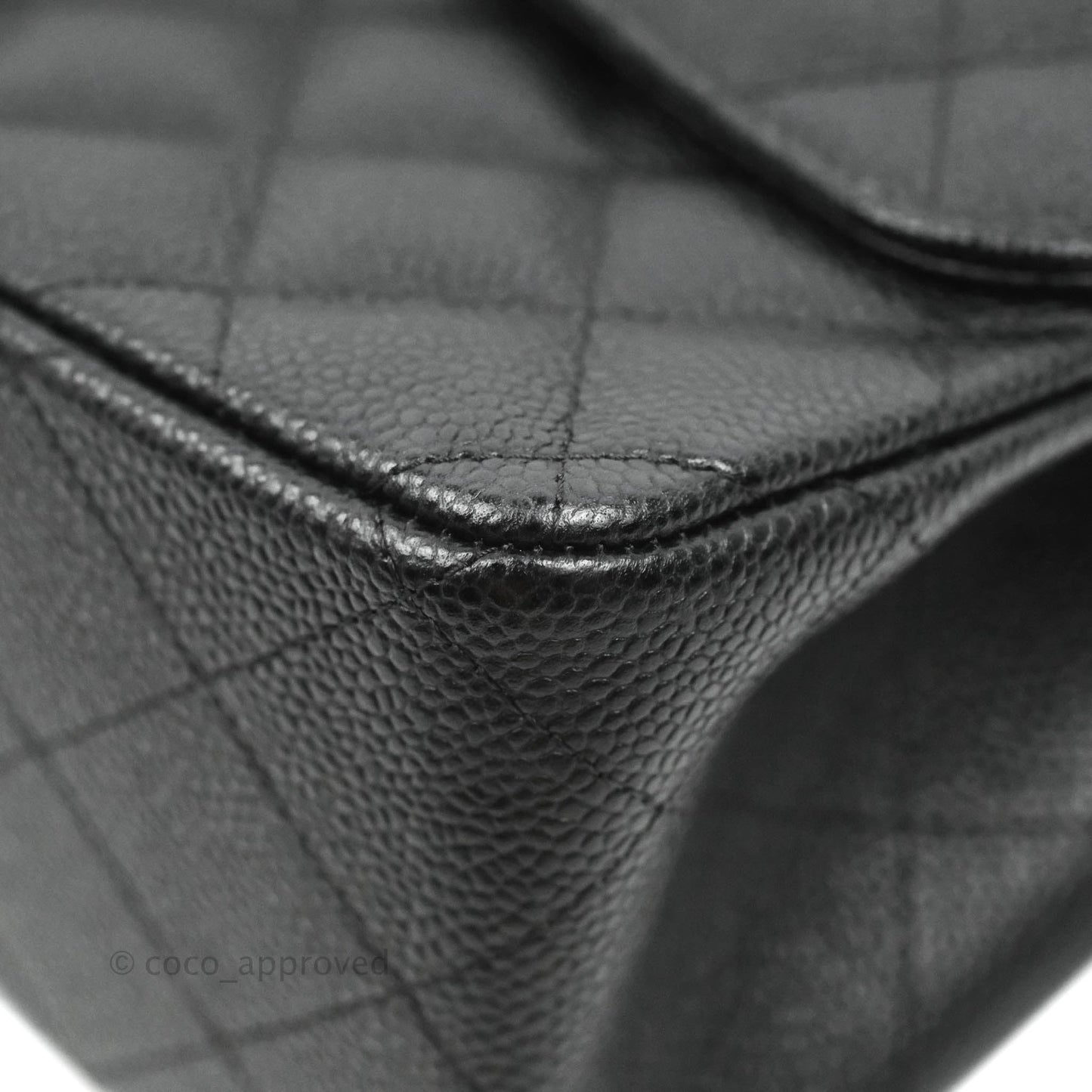 Chanel Classic Quilted Jumbo Double Flap Black Caviar Silver Hardware⁣⁣