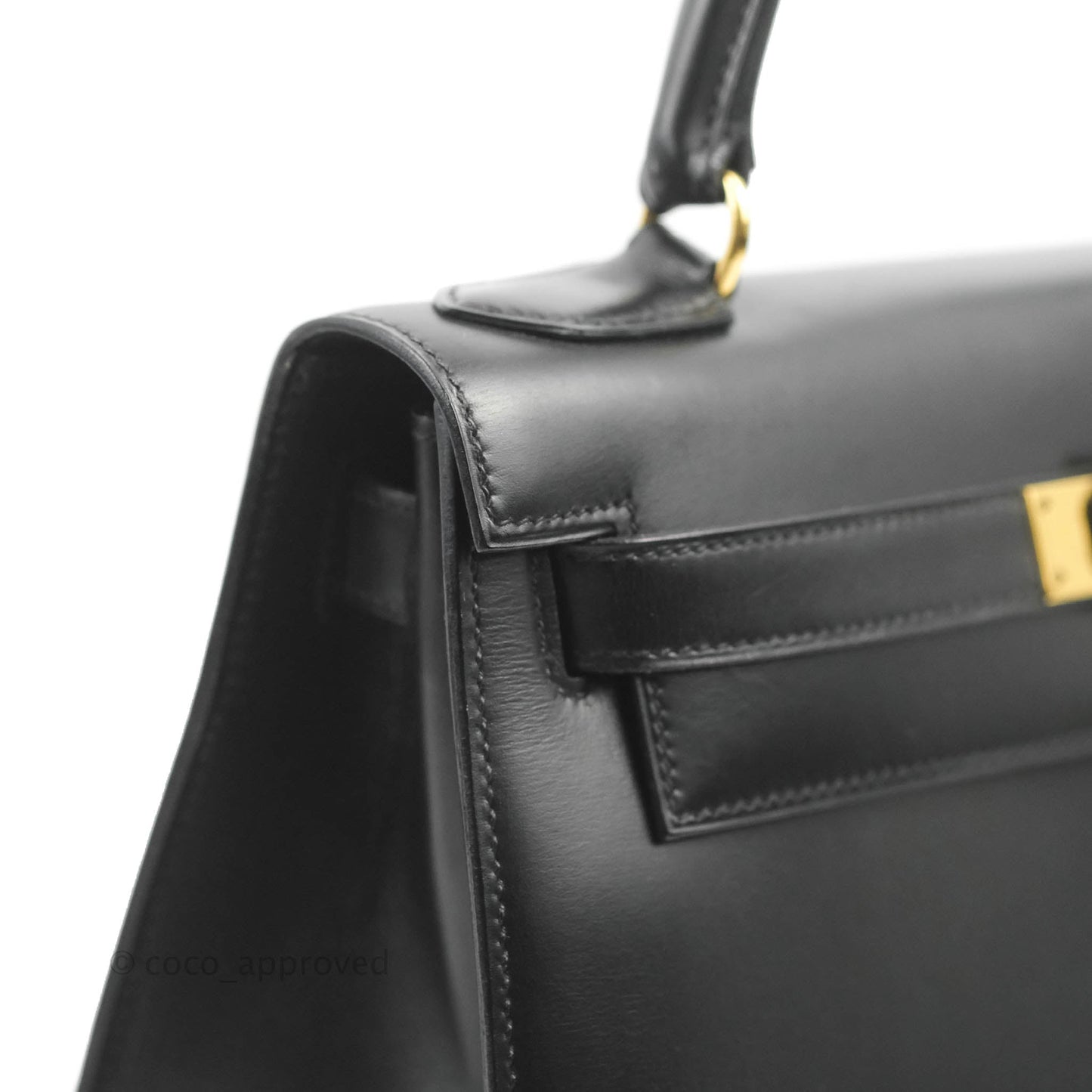 Hermès Kelly 28 Vintage Sellier Black Box Leather Gold Hardware