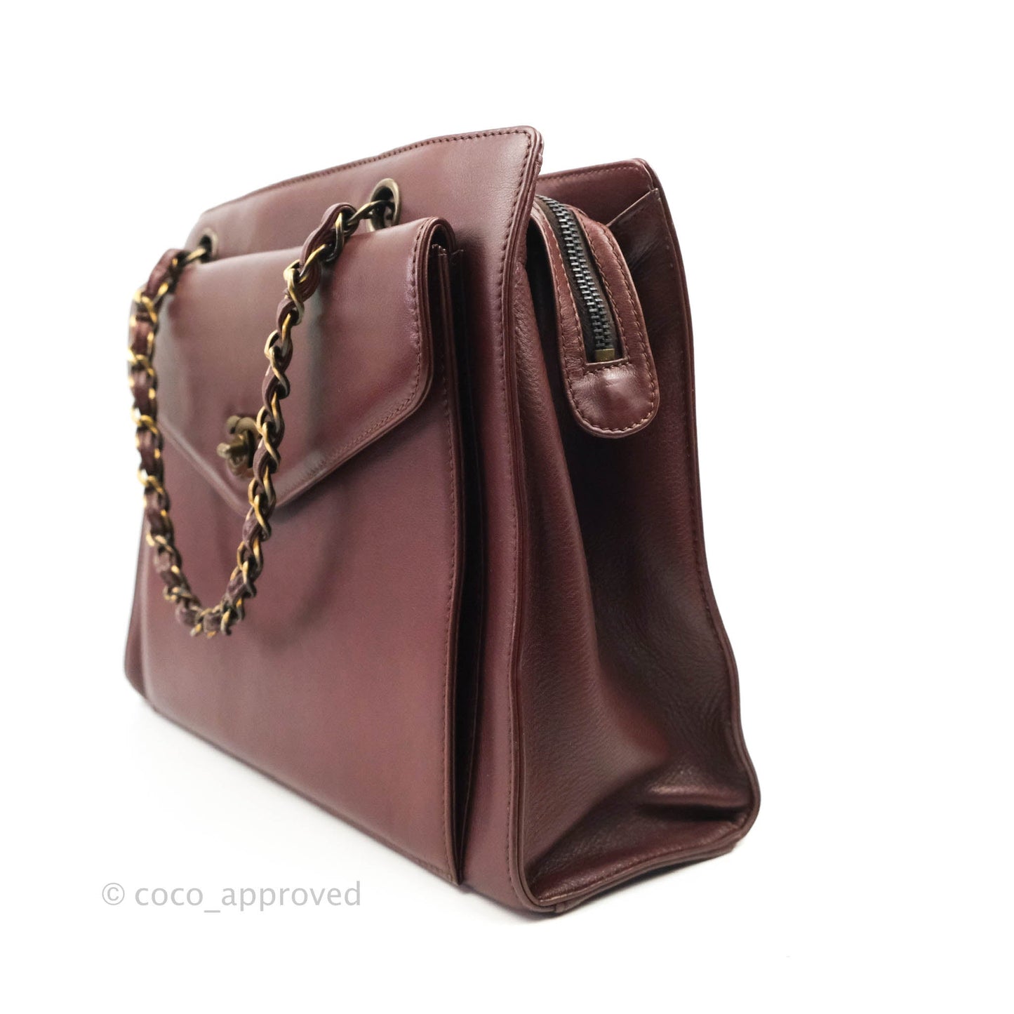 Chanel Vintage Burgundy Calfskin Tote Bag