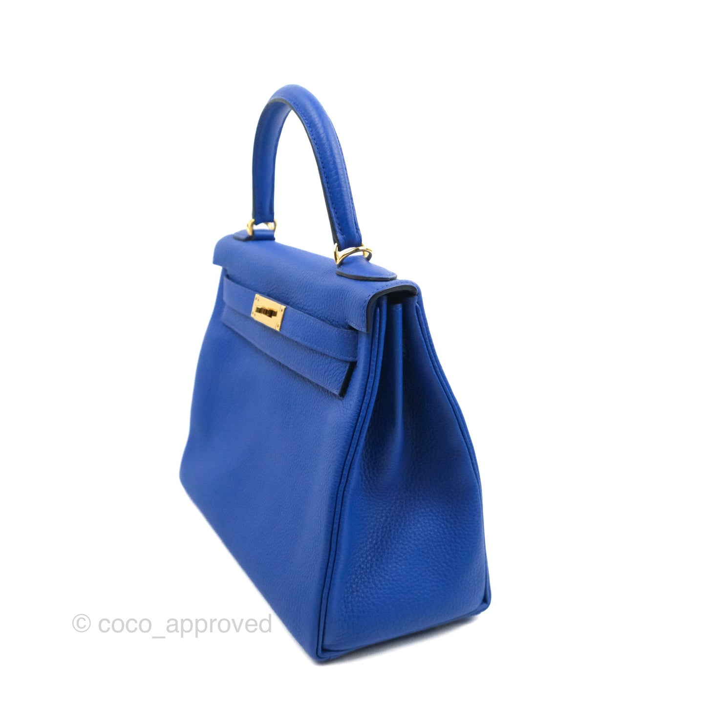 Hermès Kelly Retourne 28 Bleu Royal Togo Gold Hardware