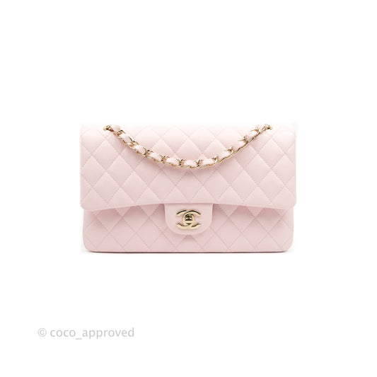 Chanel Classic M/L Medium Flap Quilted Light Pink Caviar Gold Hardware 22P