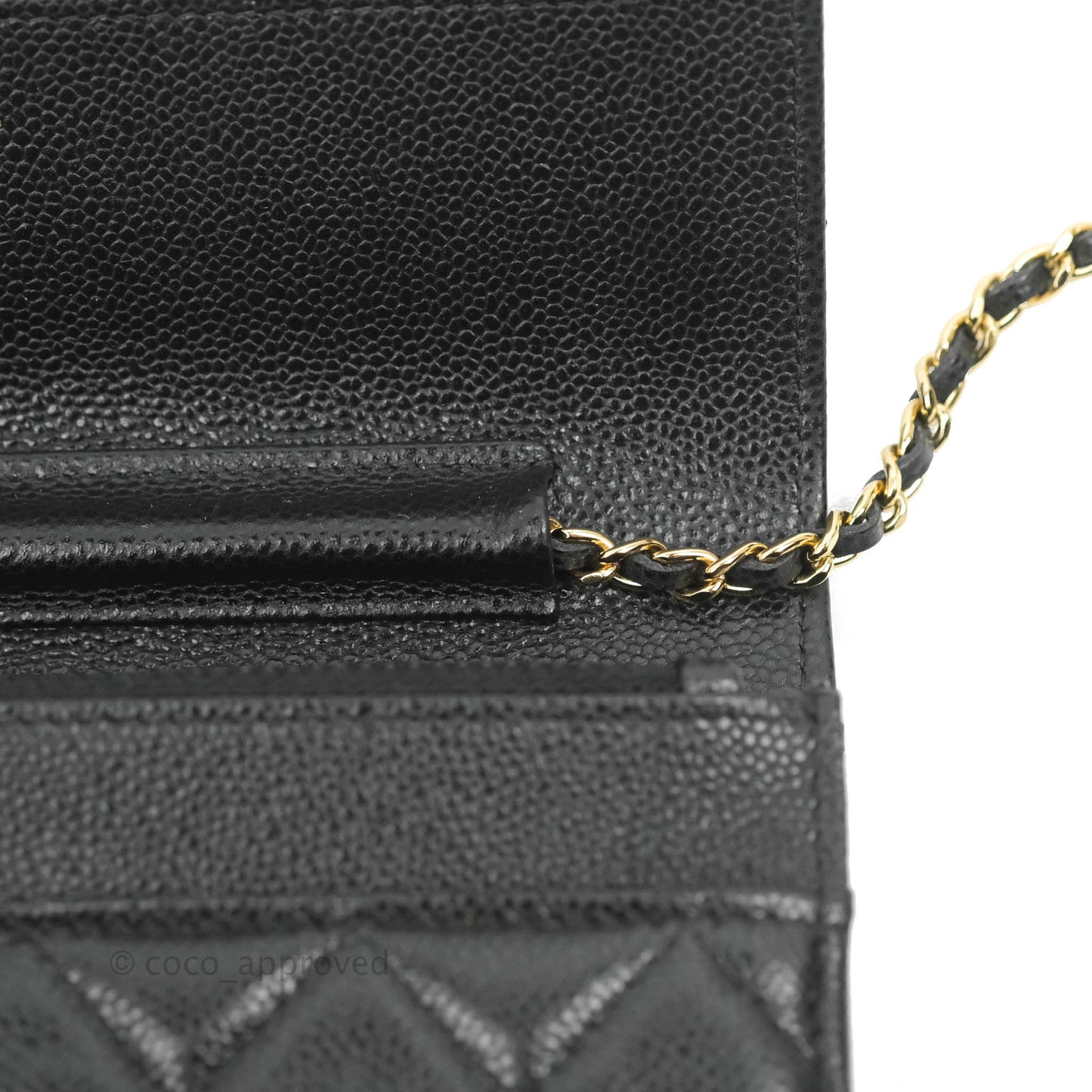 Chanel Quilted Wallet on Chain WOC CC Coco Chain Black Caviar Gold Hardware