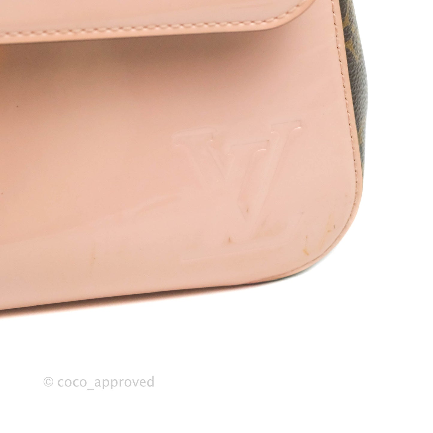 Louis Vuitton Cherrywood PM Handbag Patent Monogram Canvas
