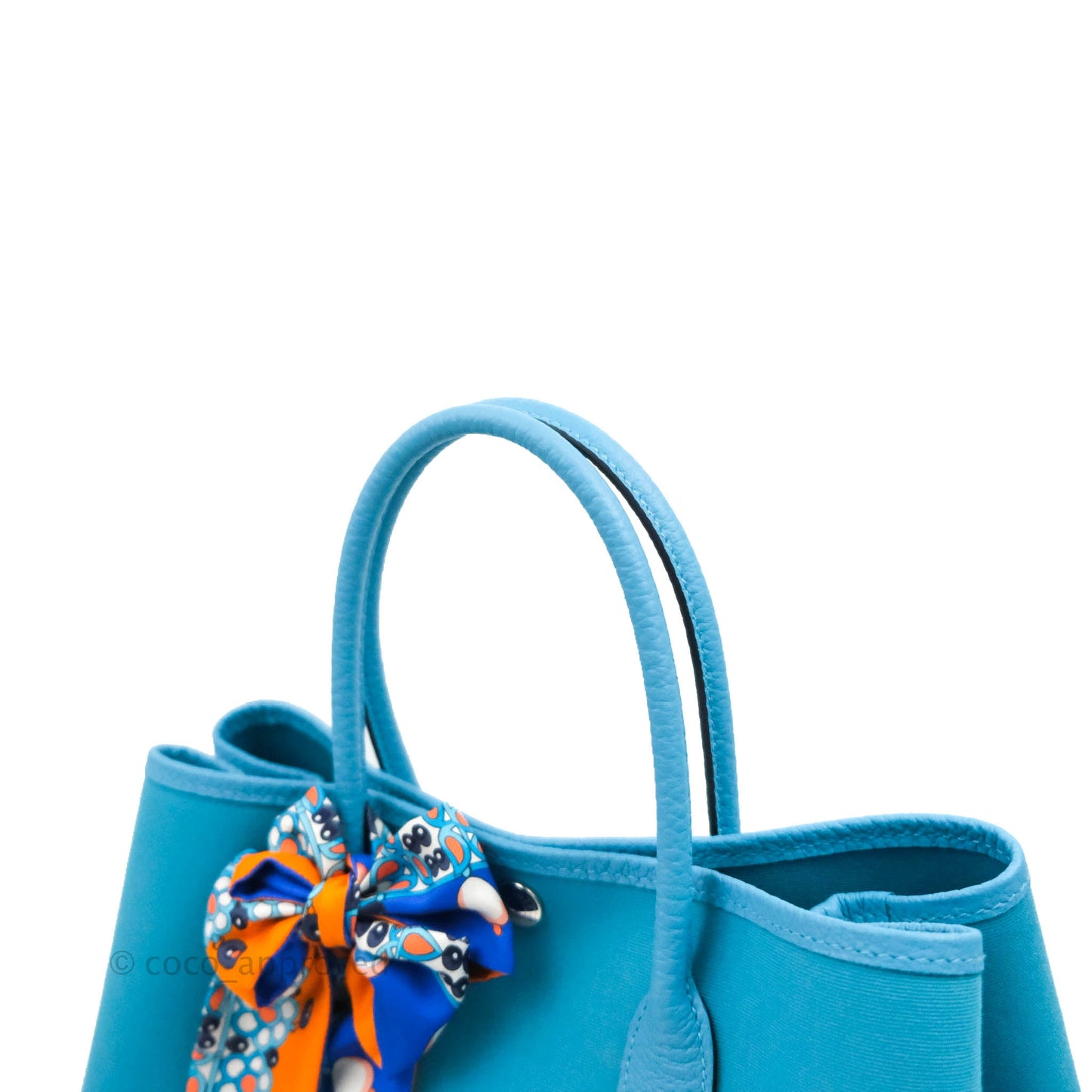 Hermès Garden Party 30 Canvas Bleu De Nord with Twilly