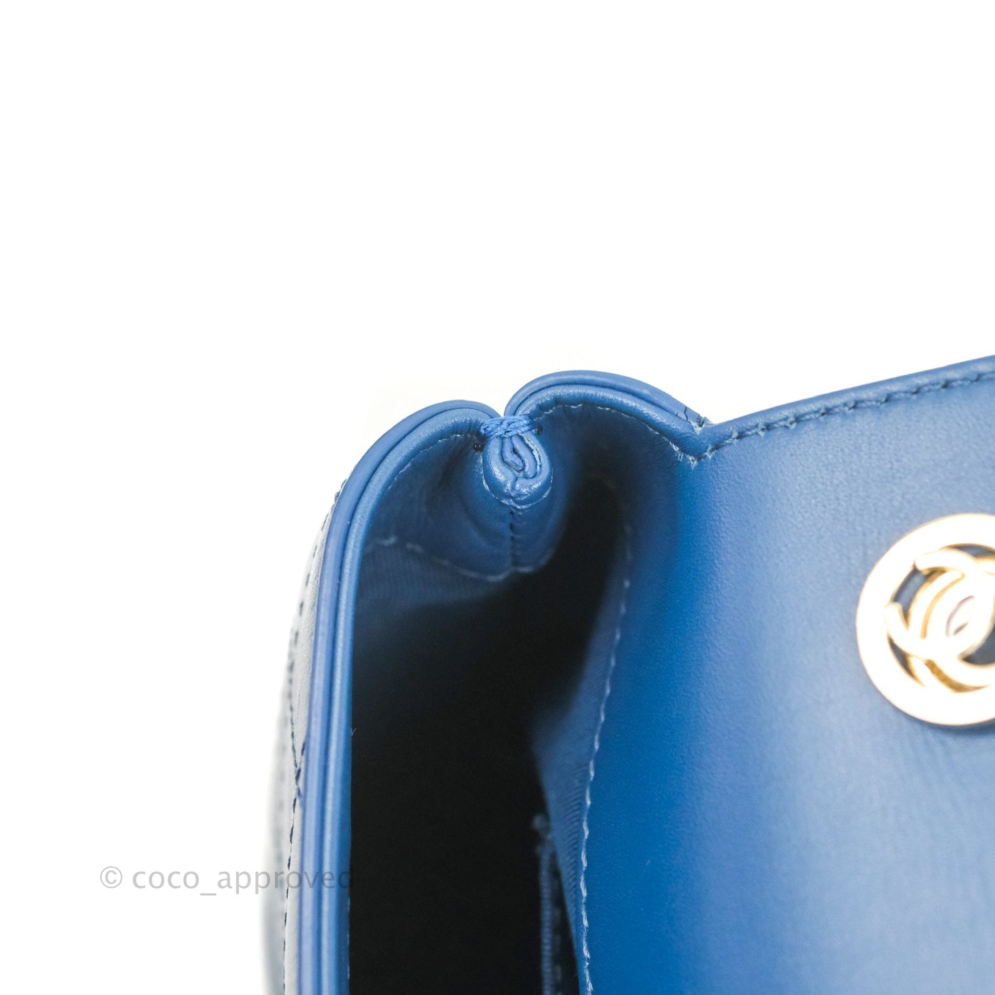 Chanel Blue Quilted Leather Small Frame In Flap Bag