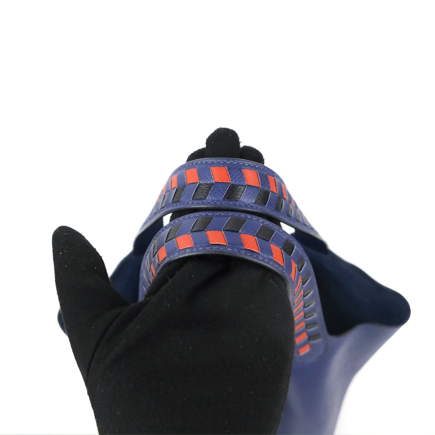 Hermès Tressage De Cuir Picotin Lock 22 Bleu Encre/Brique/Black Epsom Palladium Hardware