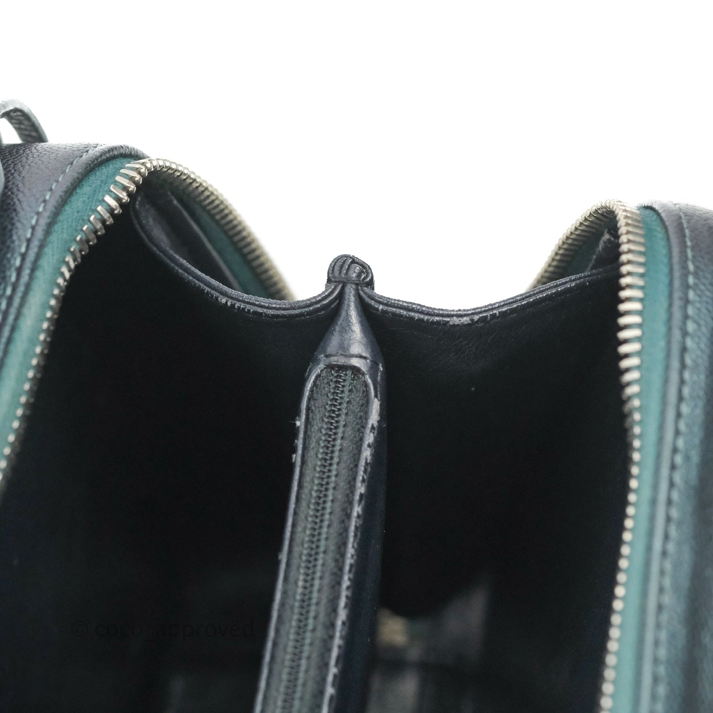 Chanel Quilted Medium CC Filigree Vanity Case Iridescent Dark Turquoise Caviar Rainbow Hardware