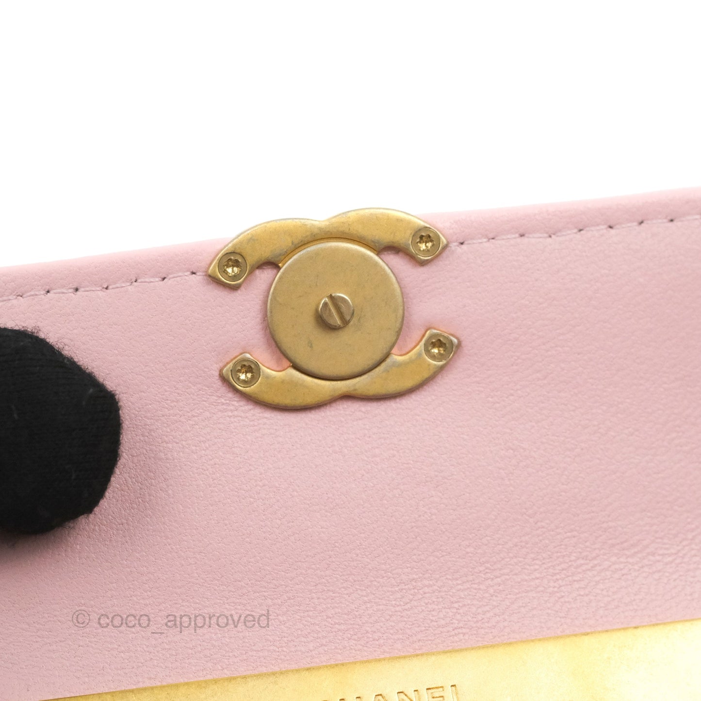 Chanel Enamel Top Handle Clutch with Chain Pink Lambskin Aged Gold Hardware