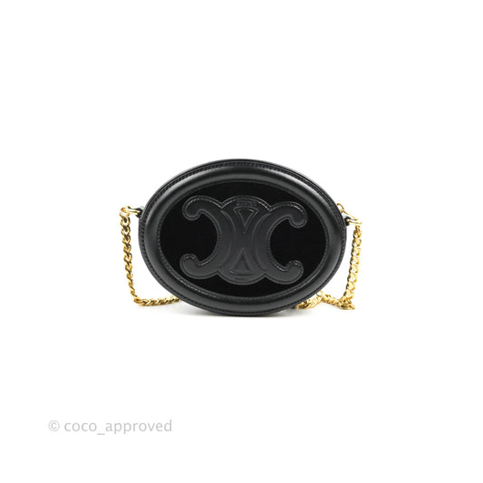 Celine Crossbody Purse With Chain In Velvet Black