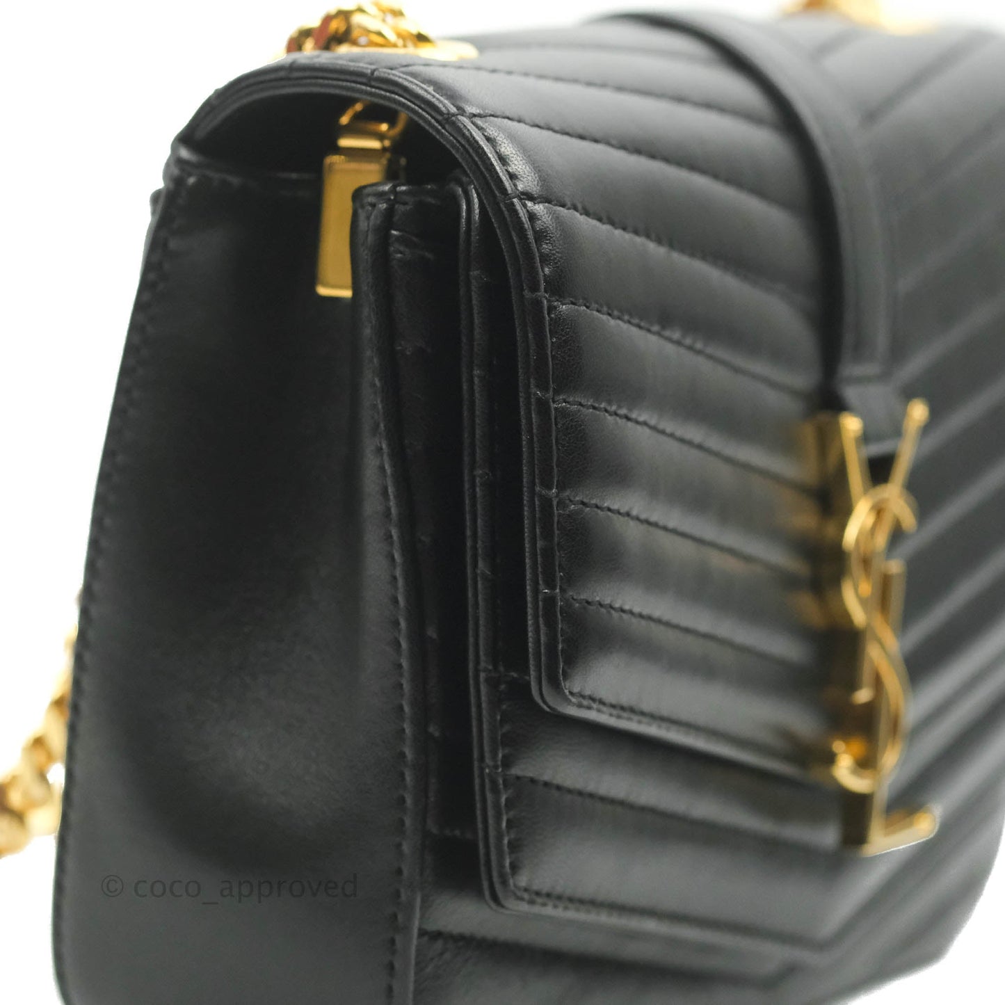 Saint Laurent Small Sulpice Triple V-Flap Black Lambskin Crossbody Bag