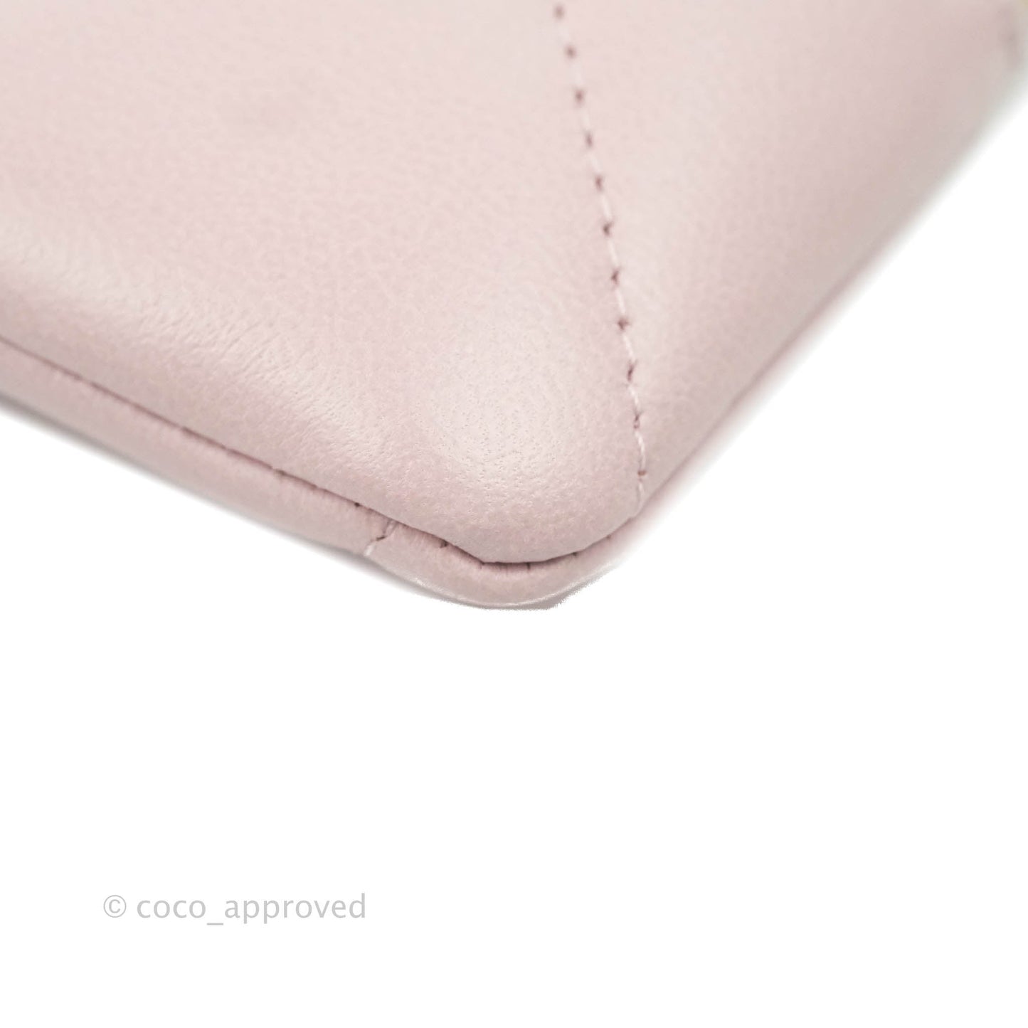 Chanel 19 Zip Card Holder Light Pink Lambskin Gold Hardware
