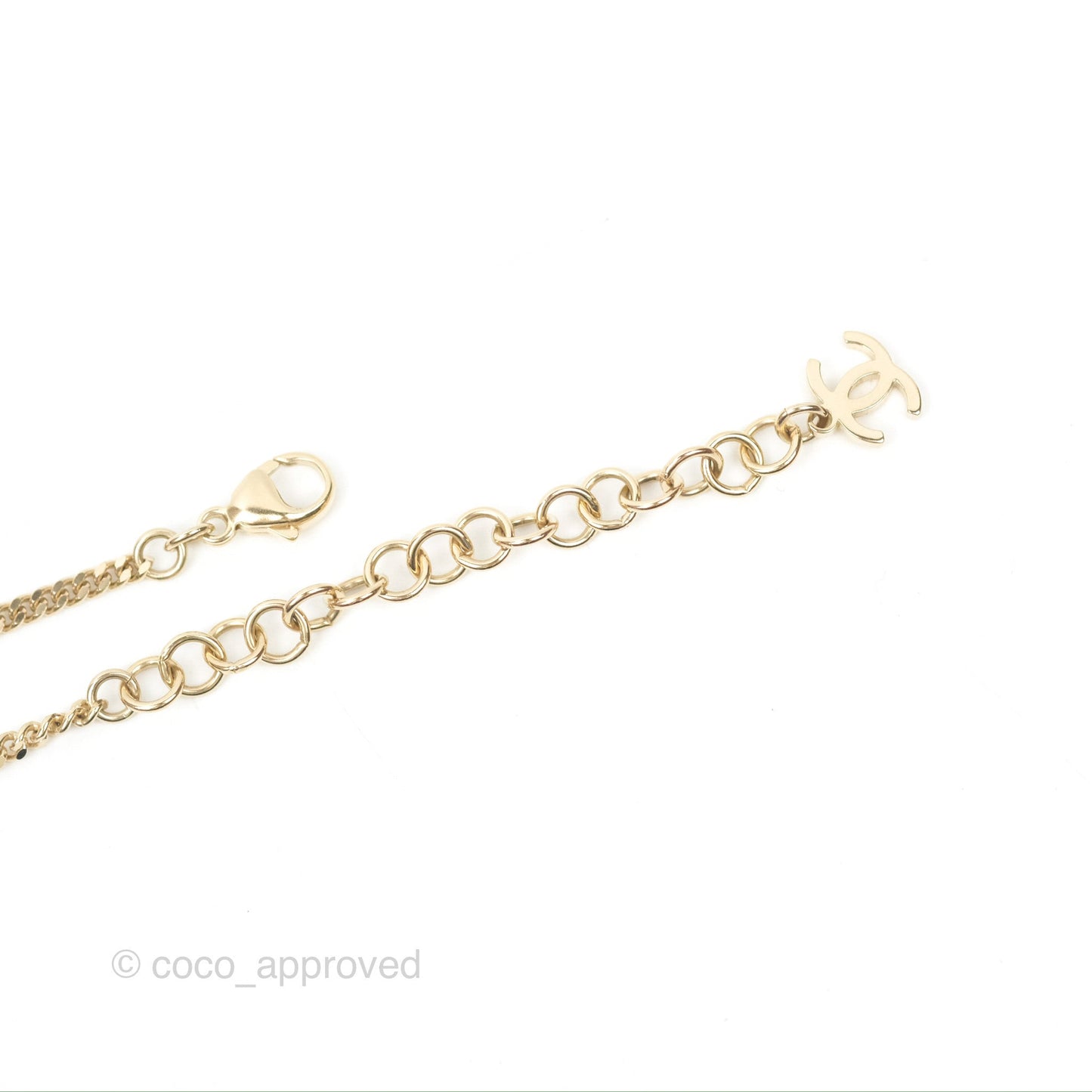 Chanel Heart CC Crystal Necklace Gold Tone 23C