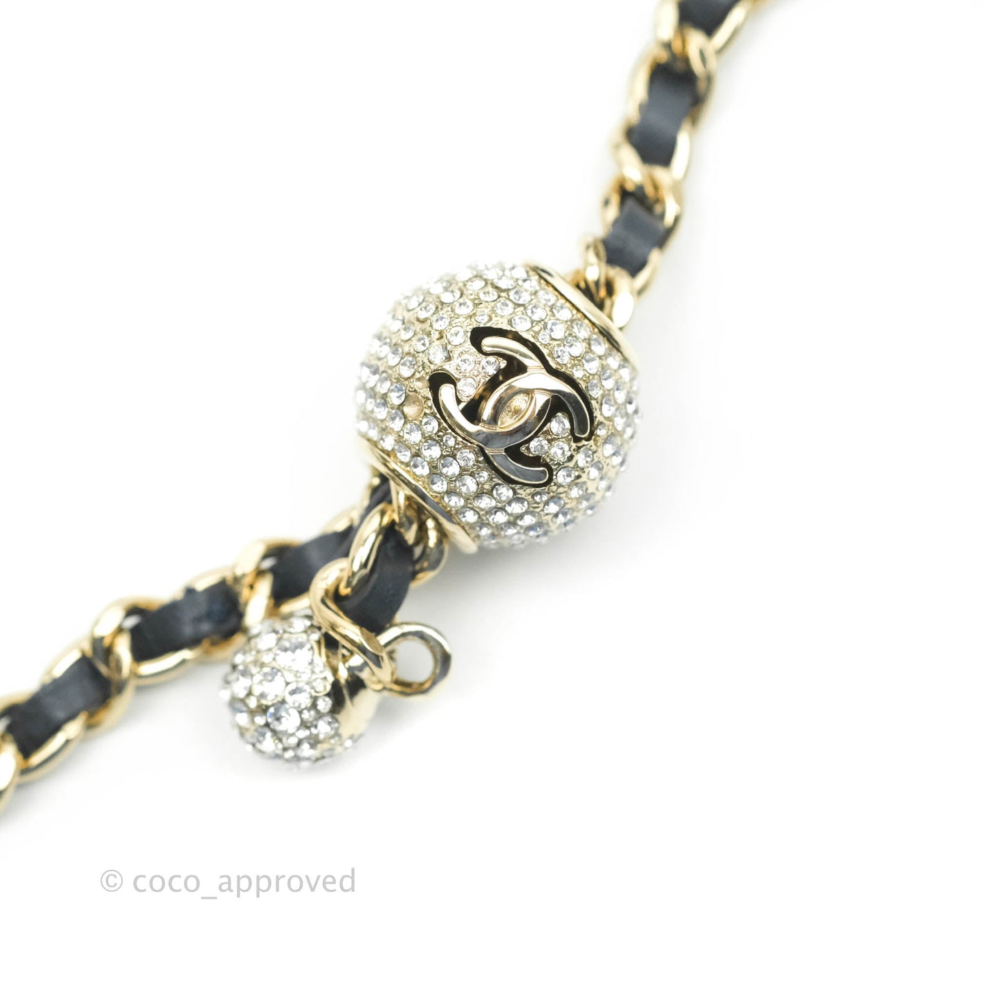 Chanel Quilted Crystal Pearl Crush Wallet on Chain WOC Navy Velvet Gold Hardware