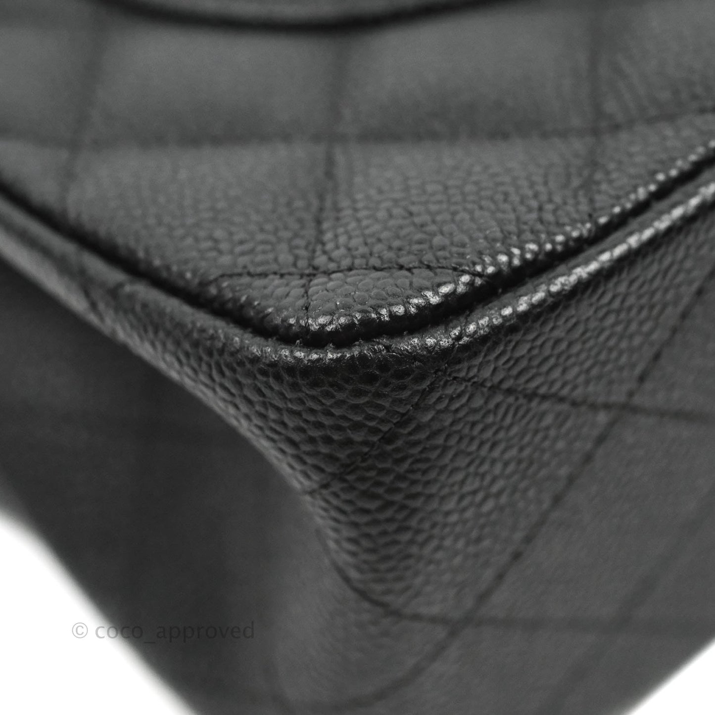 Chanel Classic Quilted Jumbo Double Flap Black Caviar Silver Hardware⁣⁣