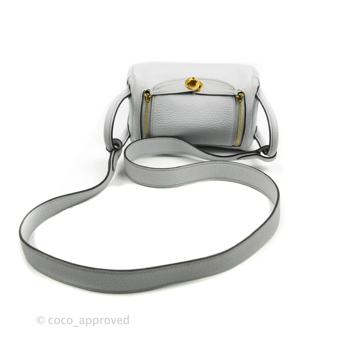 Hermès Mini Lindy 20 Blue Pale Clemence Gold Hardware