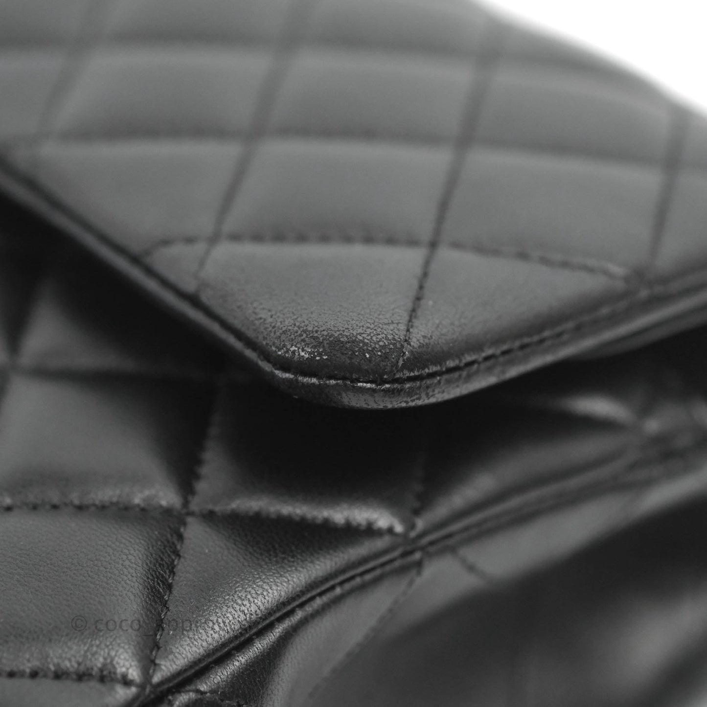 Chanel Classic M/L Medium Flap Quilted Black Lambskin Silver Hardware