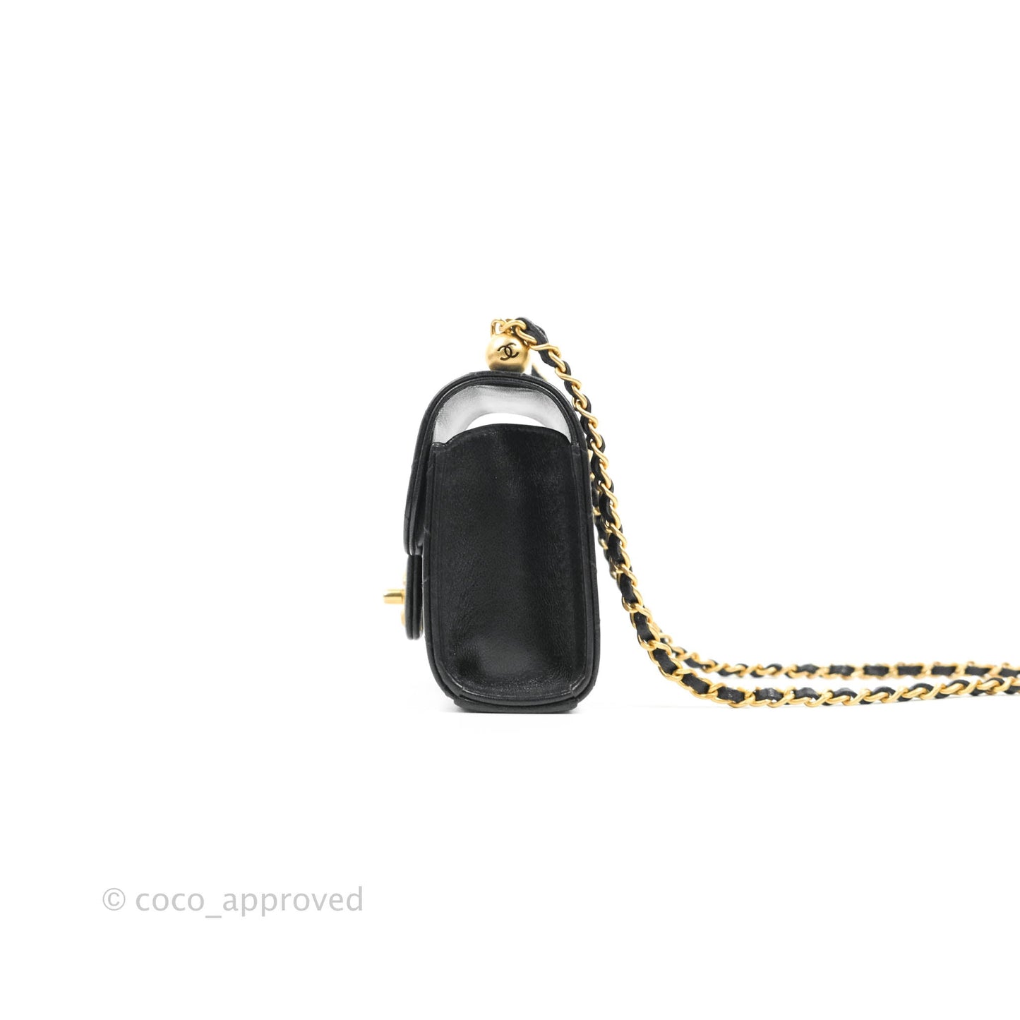 Chanel Mini Chic Pearls Flap Black Goatskin Gold Hardware