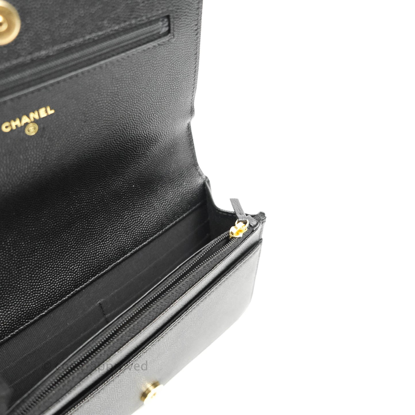 Chanel Quilted WOC Black Caviar Gold Hardware 22A