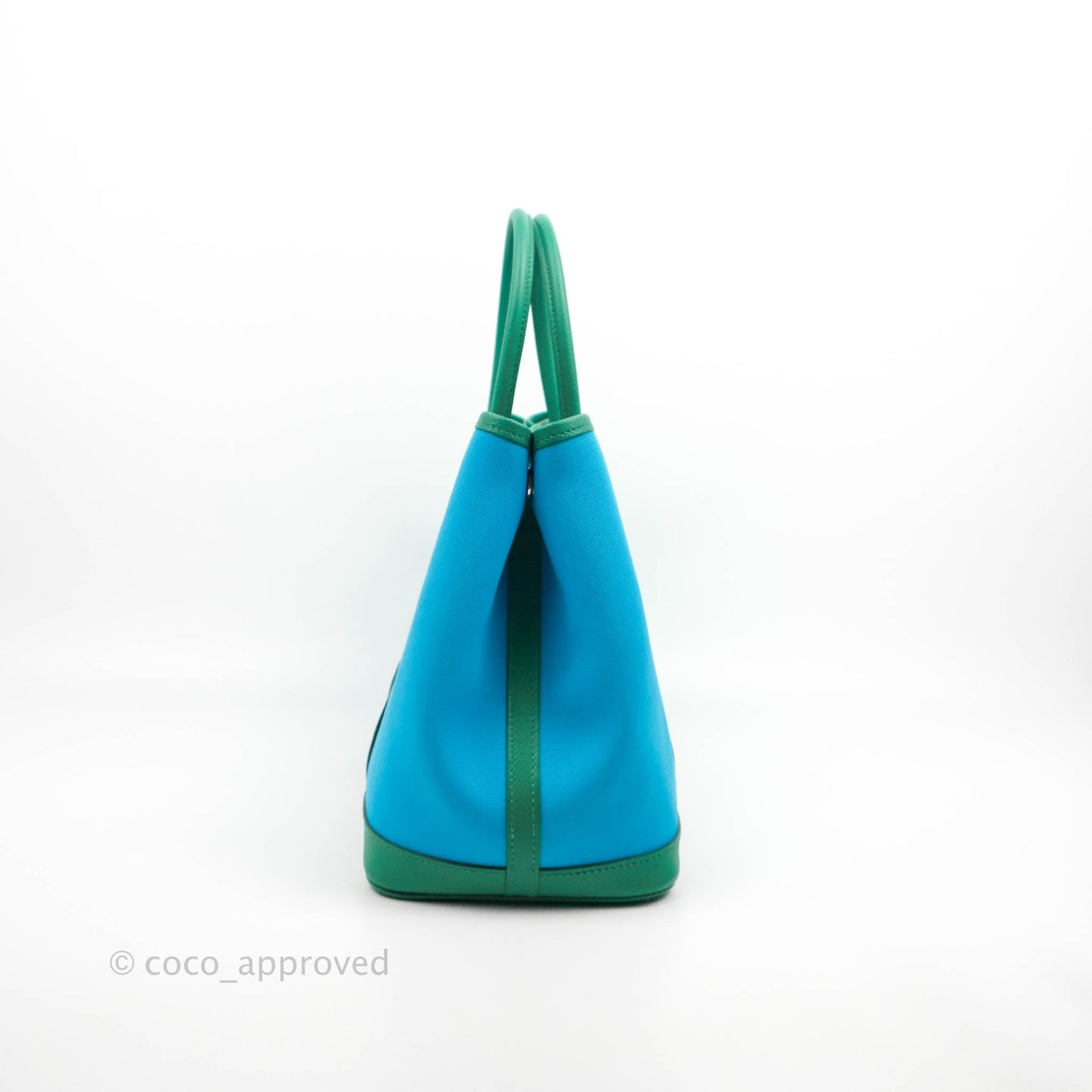 Hermès Garden Party 30 Canvas Bleu Azteque/Menthe/Jade