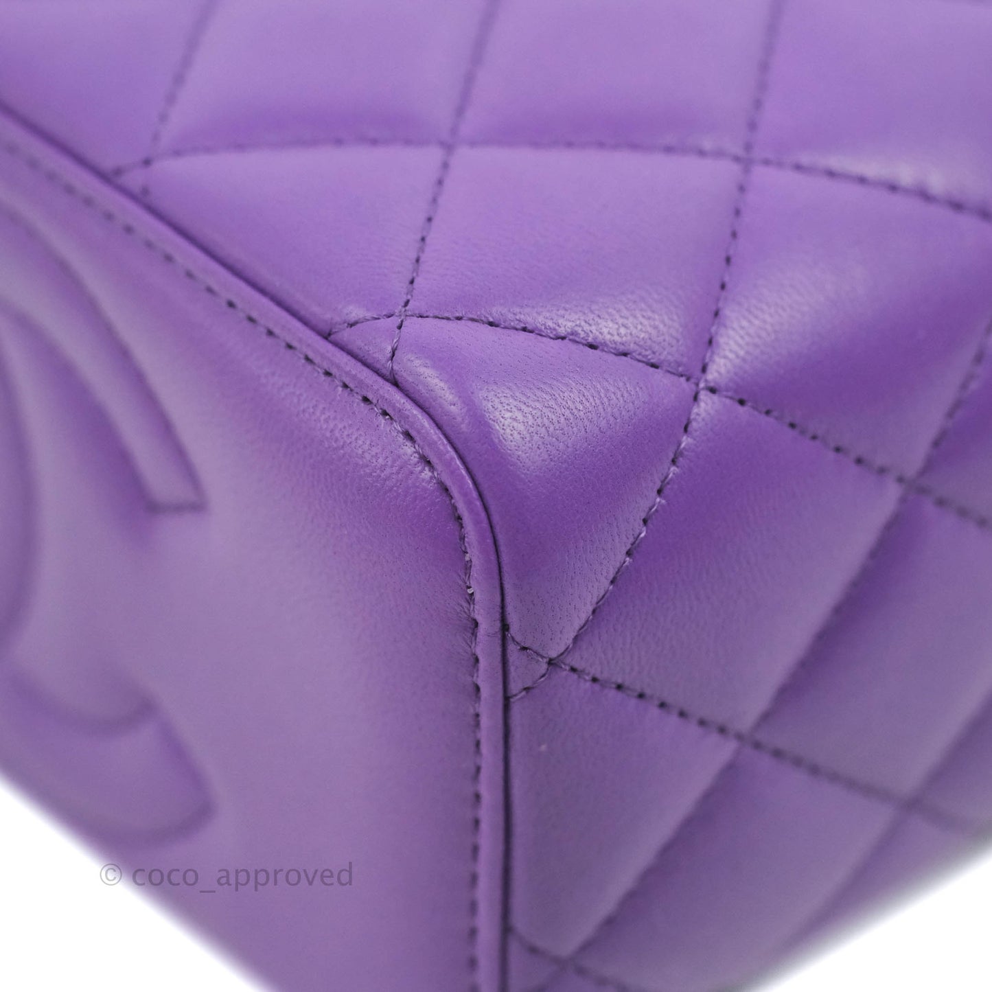 Chanel Vanity Rectangular Top Handle Purple Lambskin Gold Hardware