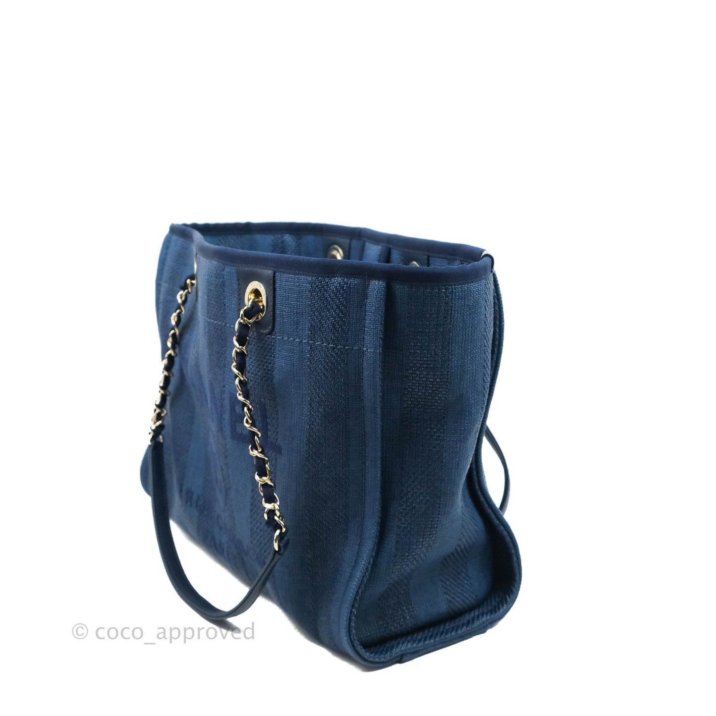 Chanel Canvas Deauville Medium Tote Blue Stripe