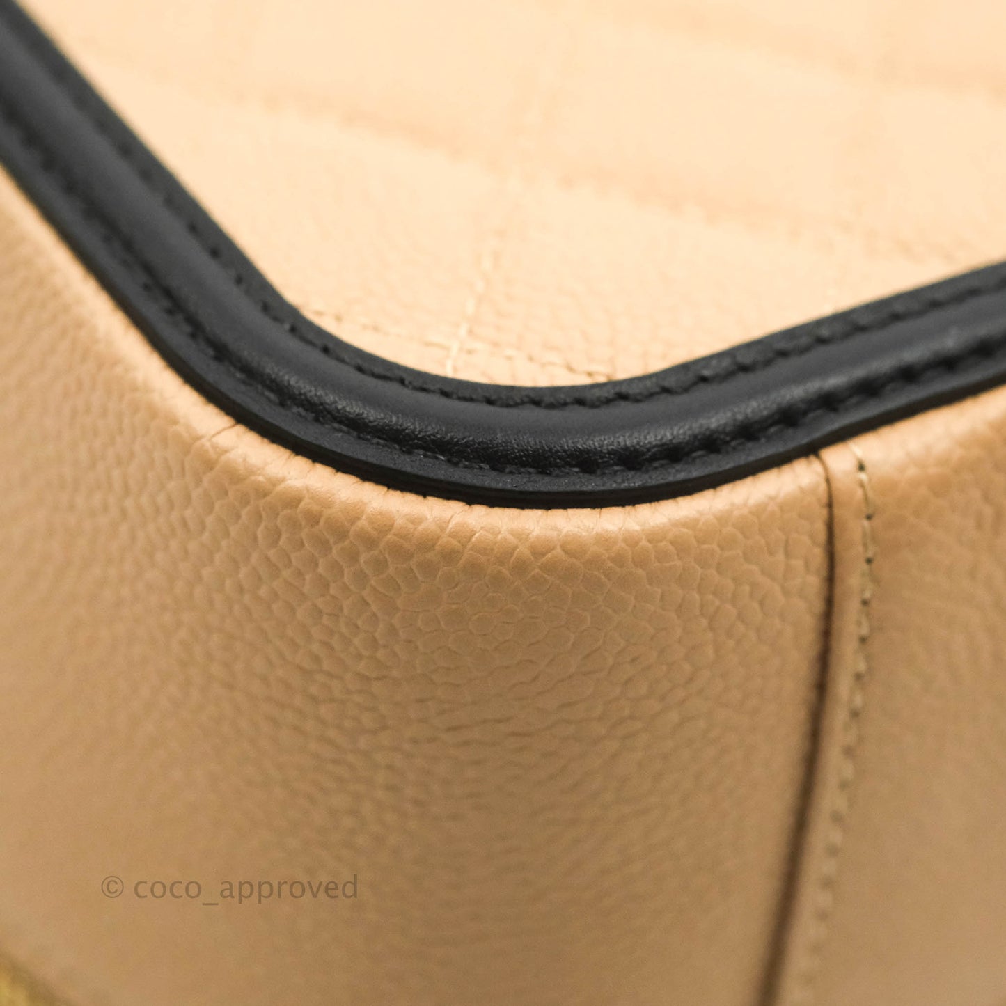 Chanel Quilted Large CC Filigree Vanity Case Beige Caviar Gold Hardware