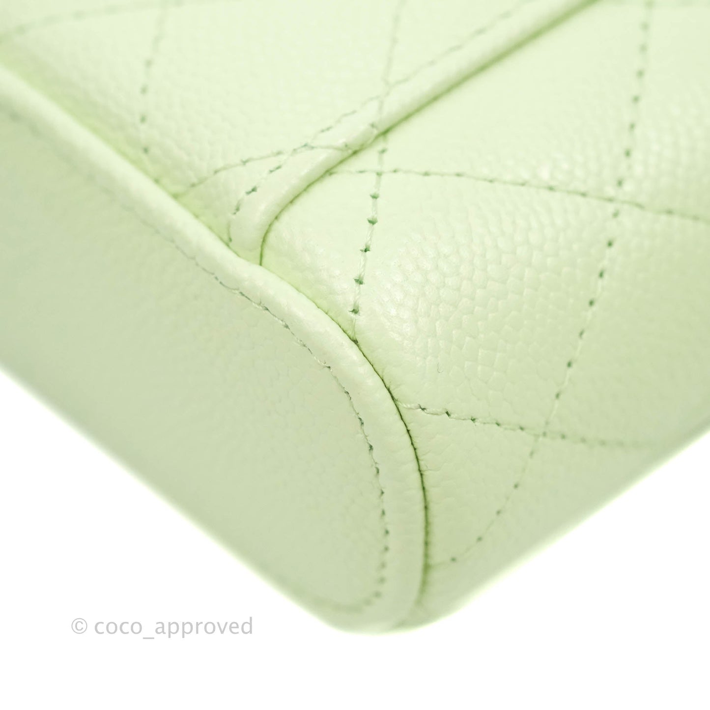 Chanel Quilted Small Handle With Care Vanity Case With Chain Green Caviar Gold Hardware