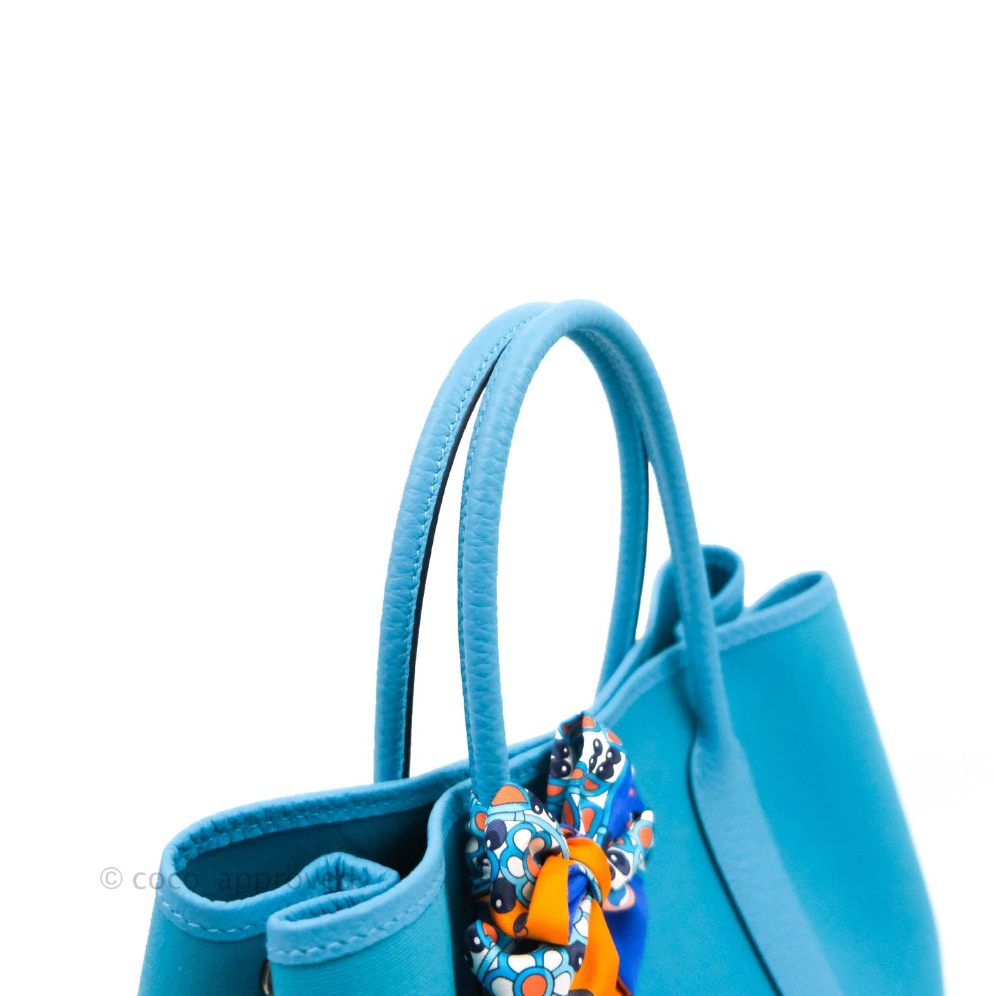 Hermès Garden Party 30 Canvas Bleu De Nord with Twilly