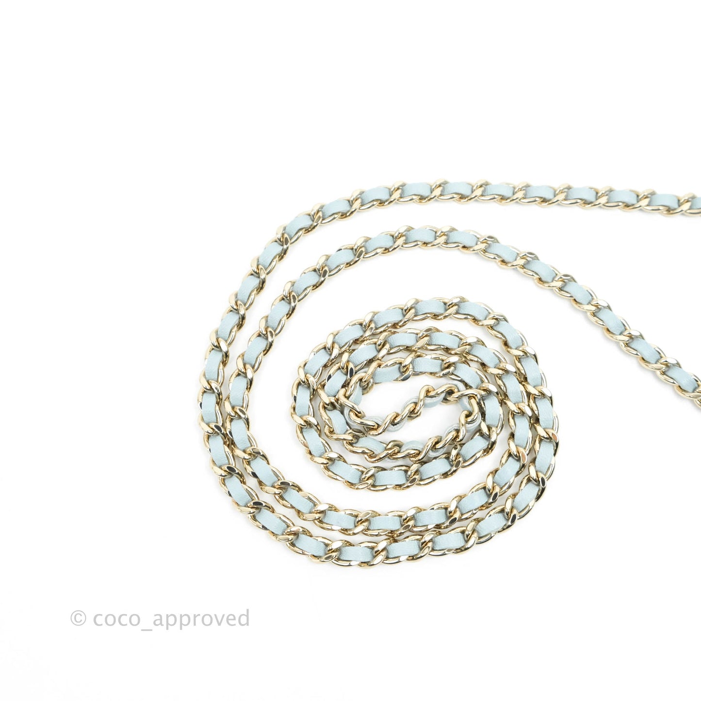 Chanel Mini Handle Clutch With Chain Blue Lambskin Gold Hardware 22P