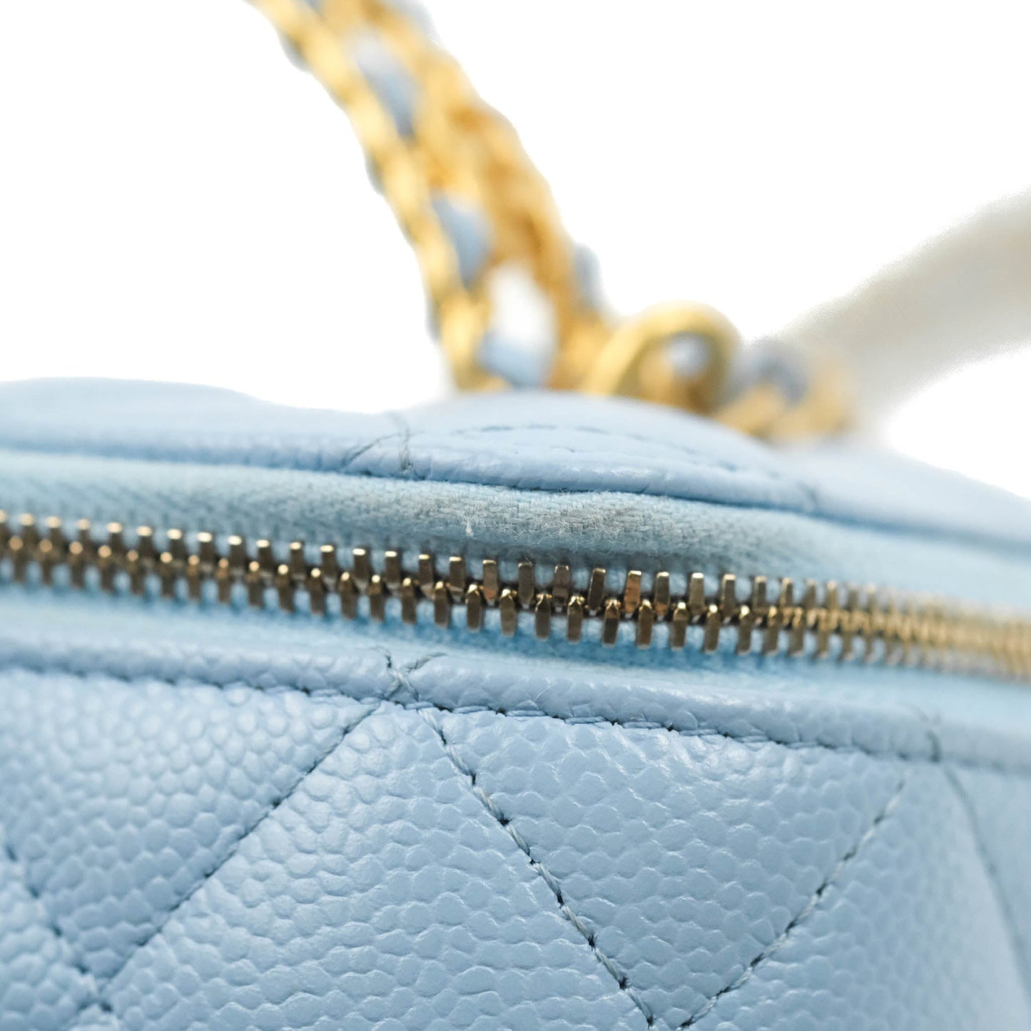 Chanel Vanity Rectangular with Top Handle Pick Me Up Blue Caviar Aged Gold Hardware 22S