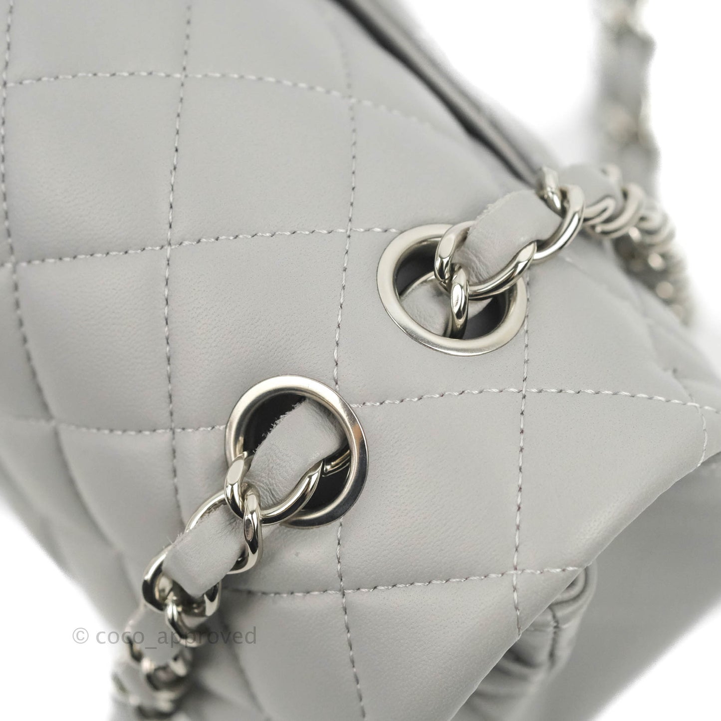 Chanel Small Classic Quilted Flap Grey Lambskin Silver Hardware